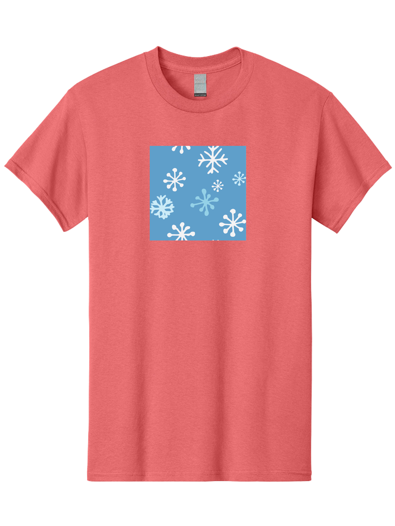 Snowflakes Men'S Graphic Tee, 100% Cotton, Comfortable Casual Summer Wear, Machine Washable, Winter Wonderland, Snowflake Pattern, Festive Design, Blue Background, White Snowflakes, Cold Weather, Snowy Scene, Holiday Theme, Seasonal Graphic, Aab123