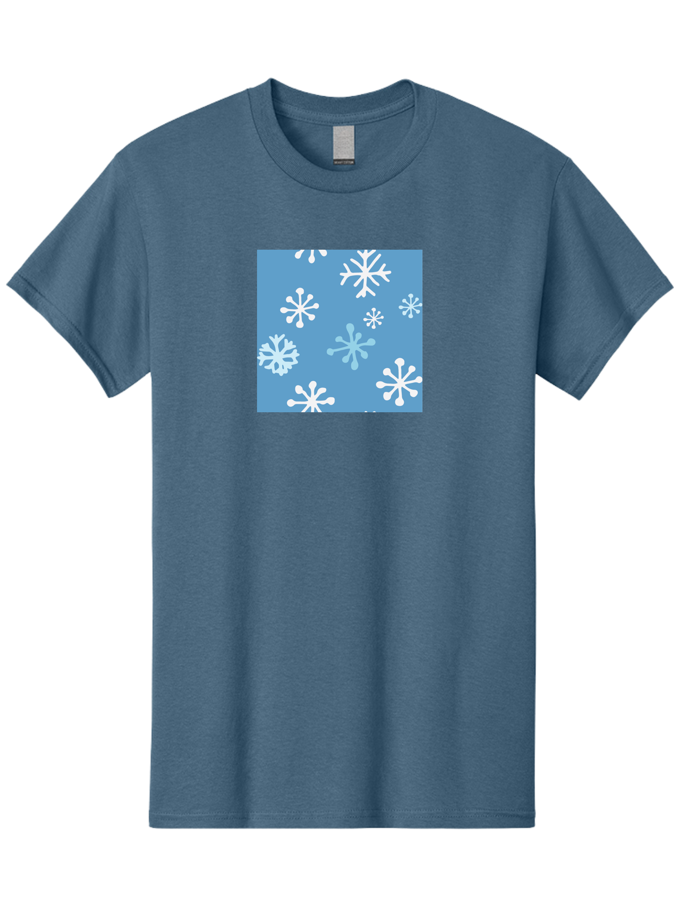 Snowflakes Men'S Graphic Tee, 100% Cotton, Comfortable Casual Summer Wear, Machine Washable, Winter Wonderland, Snowflake Pattern, Festive Design, Blue Background, White Snowflakes, Cold Weather, Snowy Scene, Holiday Theme, Seasonal Graphic, Aab123
