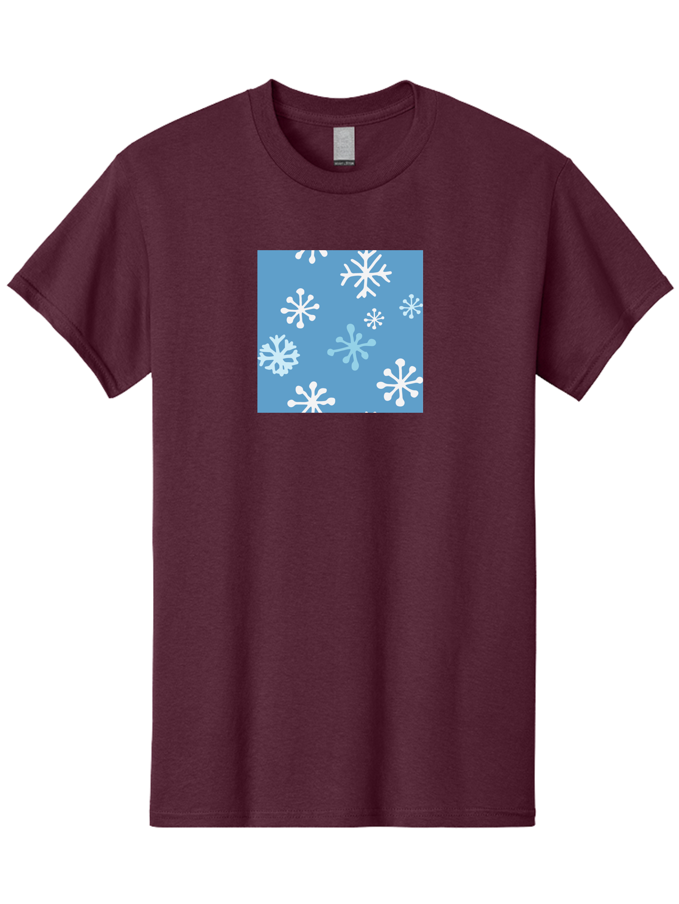 Snowflakes Men'S Graphic Tee, 100% Cotton, Comfortable Casual Summer Wear, Machine Washable, Winter Wonderland, Snowflake Pattern, Festive Design, Blue Background, White Snowflakes, Cold Weather, Snowy Scene, Holiday Theme, Seasonal Graphic, Aab123