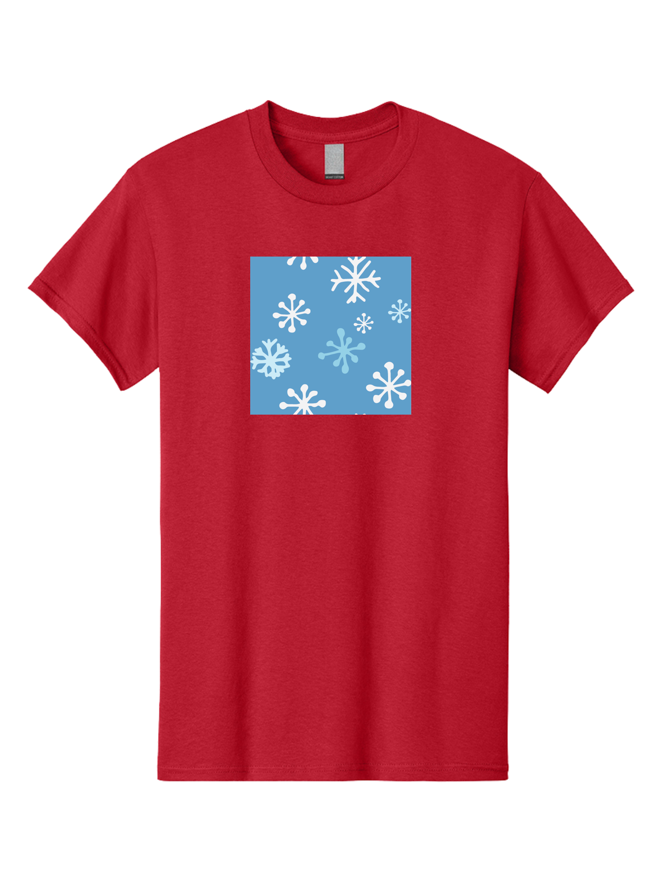 Snowflakes Men'S Graphic Tee, 100% Cotton, Comfortable Casual Summer Wear, Machine Washable, Winter Wonderland, Snowflake Pattern, Festive Design, Blue Background, White Snowflakes, Cold Weather, Snowy Scene, Holiday Theme, Seasonal Graphic, Aab123