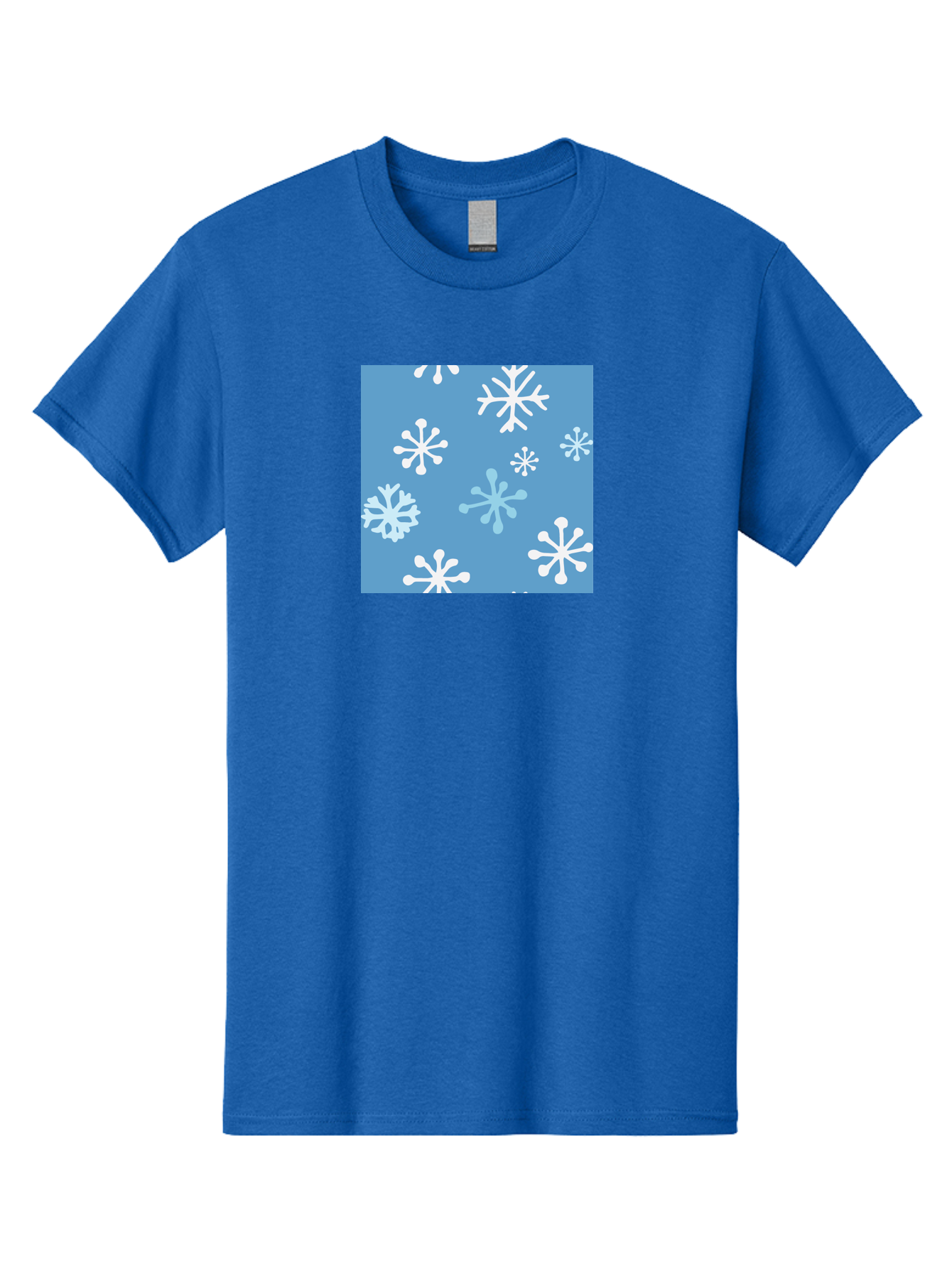 Snowflakes Men'S Graphic Tee, 100% Cotton, Comfortable Casual Summer Wear, Machine Washable, Winter Wonderland, Snowflake Pattern, Festive Design, Blue Background, White Snowflakes, Cold Weather, Snowy Scene, Holiday Theme, Seasonal Graphic, Aab123