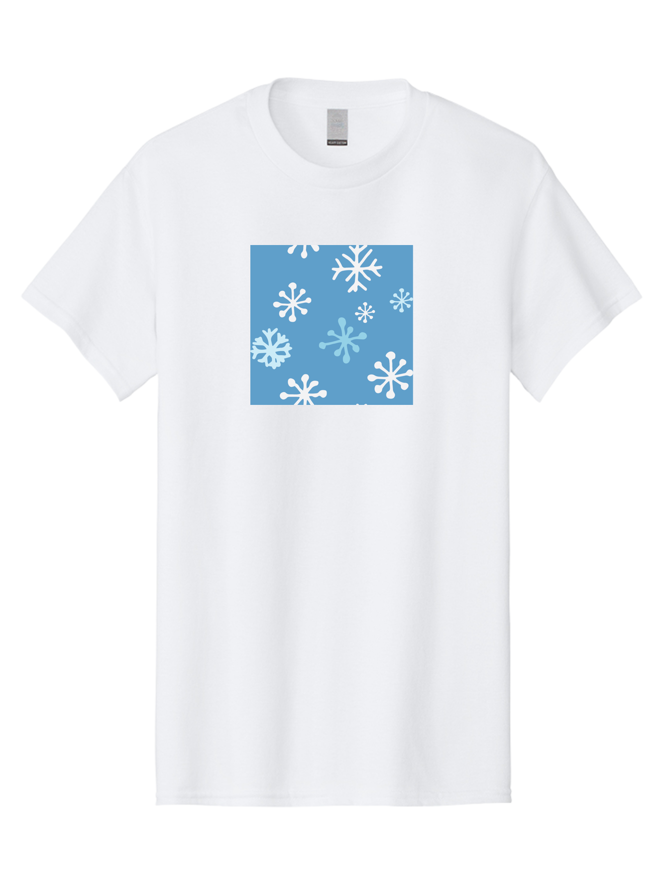 Snowflakes Men'S Graphic Tee, 100% Cotton, Comfortable Casual Summer Wear, Machine Washable, Winter Wonderland, Snowflake Pattern, Festive Design, Blue Background, White Snowflakes, Cold Weather, Snowy Scene, Holiday Theme, Seasonal Graphic, Aab123