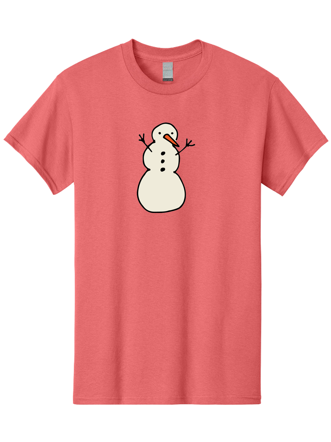 Snowman-1 Men'S Graphic Tee, 100% Cotton, Comfortable Casual Summer Wear, Machine Washable, Cartoon Snowman, White Snowman, Orange Nose, Black Dots, Winter Character, Festive Figure, Snowball Body, Simple Design, Cute Illustration, Aab124