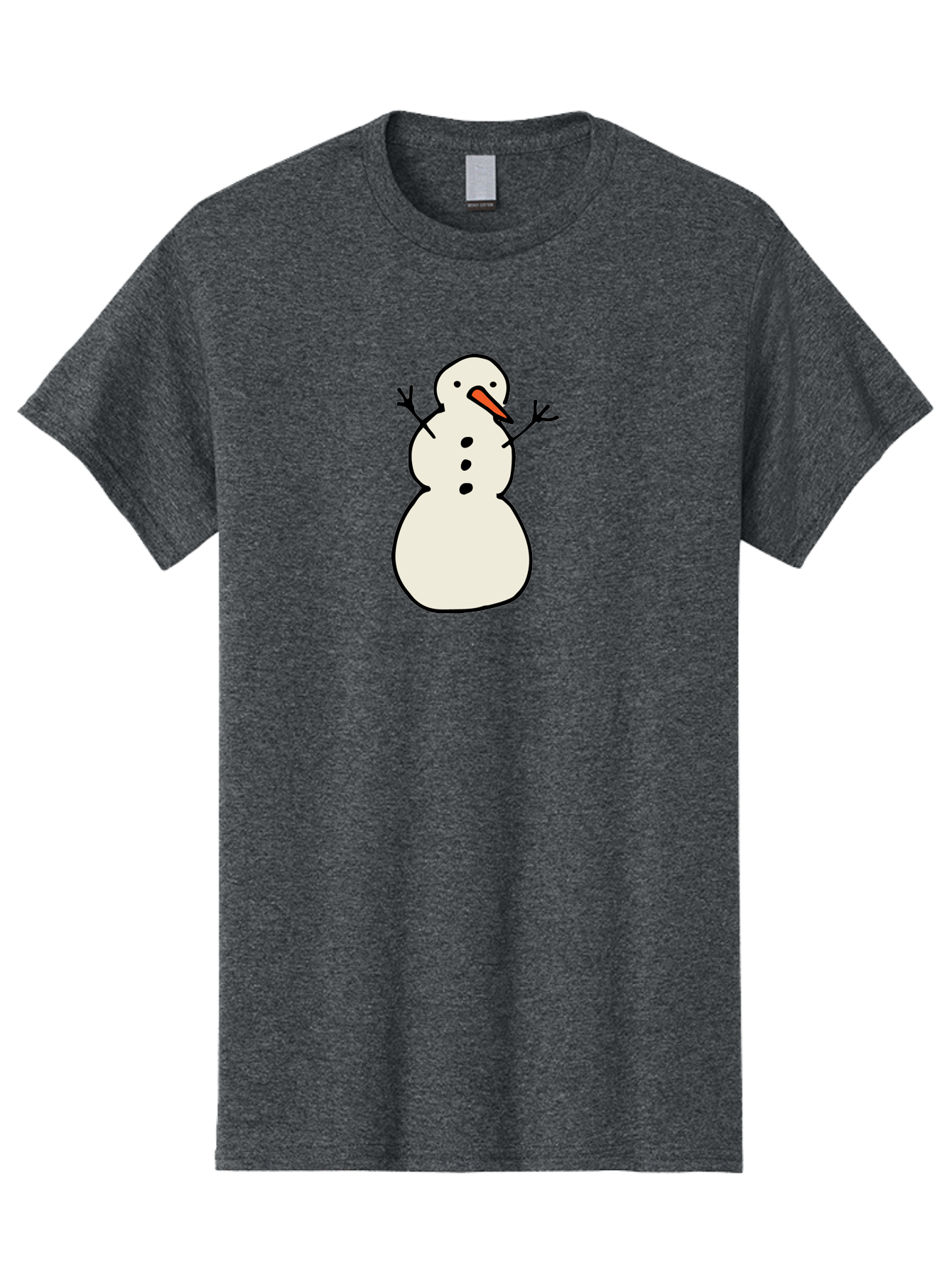 Snowman-1 Men'S Graphic Tee, 100% Cotton, Comfortable Casual Summer Wear, Machine Washable, Cartoon Snowman, White Snowman, Orange Nose, Black Dots, Winter Character, Festive Figure, Snowball Body, Simple Design, Cute Illustration, Aab124