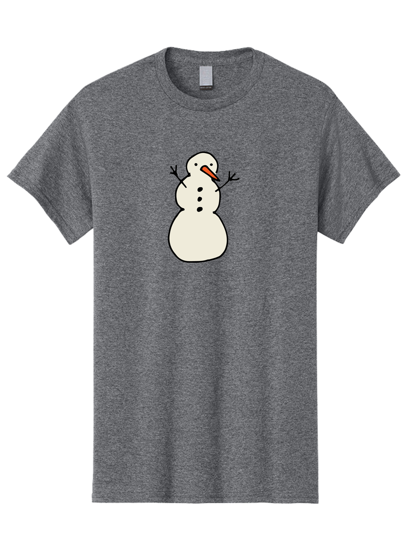 Snowman-1 Men'S Graphic Tee, 100% Cotton, Comfortable Casual Summer Wear, Machine Washable, Cartoon Snowman, White Snowman, Orange Nose, Black Dots, Winter Character, Festive Figure, Snowball Body, Simple Design, Cute Illustration, Aab124