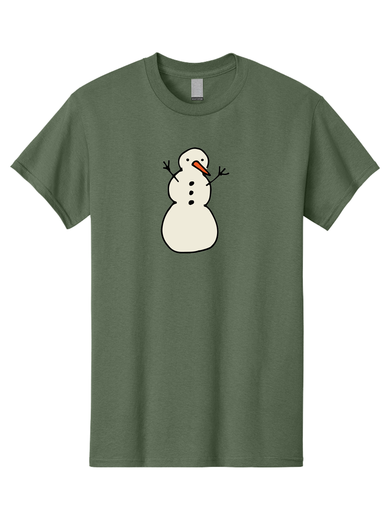 Snowman-1 Men'S Graphic Tee, 100% Cotton, Comfortable Casual Summer Wear, Machine Washable, Cartoon Snowman, White Snowman, Orange Nose, Black Dots, Winter Character, Festive Figure, Snowball Body, Simple Design, Cute Illustration, Aab124