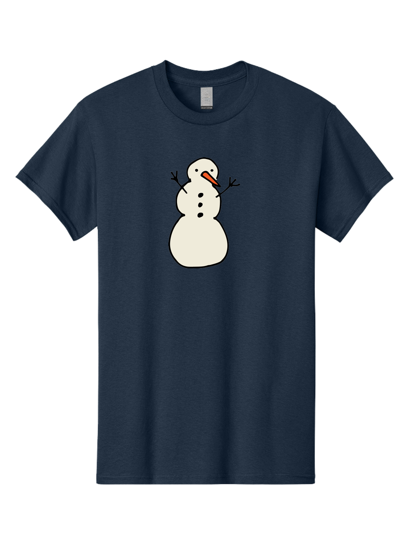 Snowman-1 Men'S Graphic Tee, 100% Cotton, Comfortable Casual Summer Wear, Machine Washable, Cartoon Snowman, White Snowman, Orange Nose, Black Dots, Winter Character, Festive Figure, Snowball Body, Simple Design, Cute Illustration, Aab124