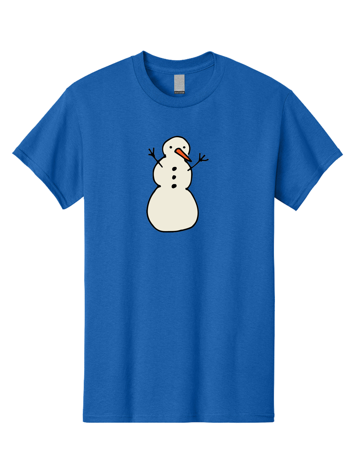Snowman-1 Men'S Graphic Tee, 100% Cotton, Comfortable Casual Summer Wear, Machine Washable, Cartoon Snowman, White Snowman, Orange Nose, Black Dots, Winter Character, Festive Figure, Snowball Body, Simple Design, Cute Illustration, Aab124