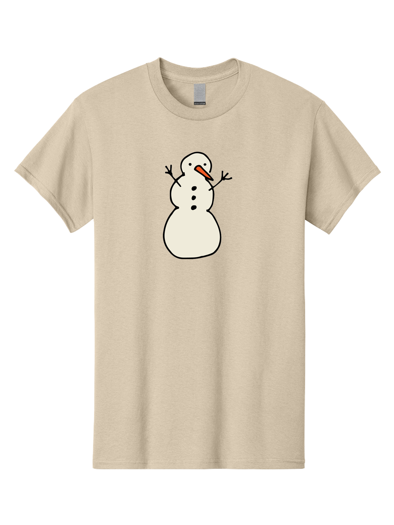 Snowman-1 Men'S Graphic Tee, 100% Cotton, Comfortable Casual Summer Wear, Machine Washable, Cartoon Snowman, White Snowman, Orange Nose, Black Dots, Winter Character, Festive Figure, Snowball Body, Simple Design, Cute Illustration, Aab124