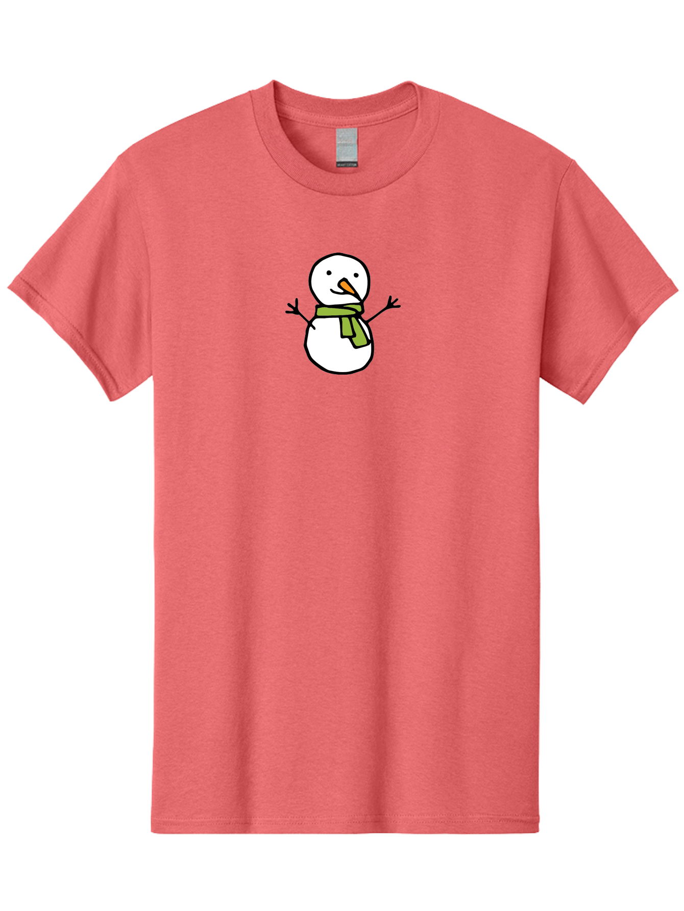 Snowman-4 Men'S Graphic Tee, 100% Cotton, Comfortable Casual Summer Wear, Machine Washable, Cartoon Snowman, Smiling Snowman, Winter Character, Green Scarf, Orange Nose, Friendly Snowman, Christmas Character, Digital Illustration, Aab127