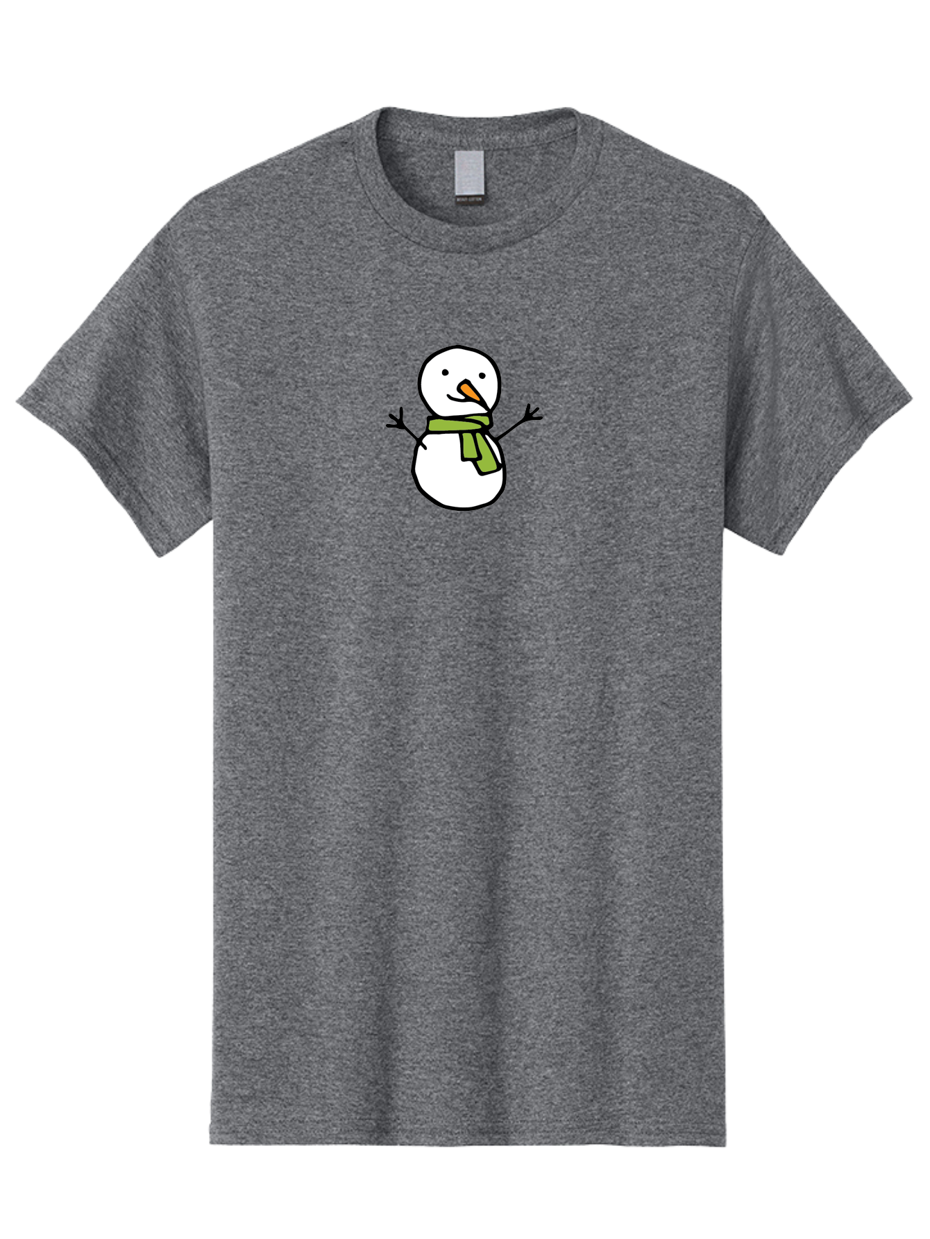 Snowman-4 Men'S Graphic Tee, 100% Cotton, Comfortable Casual Summer Wear, Machine Washable, Cartoon Snowman, Smiling Snowman, Winter Character, Green Scarf, Orange Nose, Friendly Snowman, Christmas Character, Digital Illustration, Aab127