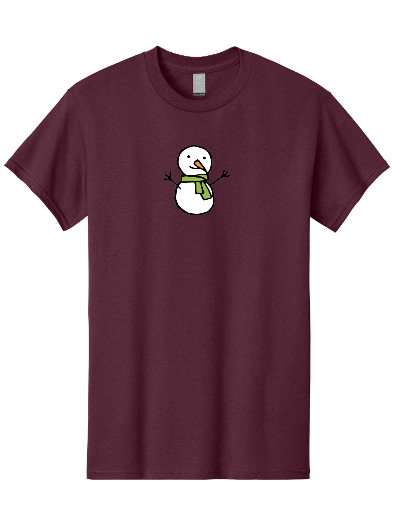 Snowman-4 Men'S Graphic Tee, 100% Cotton, Comfortable Casual Summer Wear, Machine Washable, Cartoon Snowman, Smiling Snowman, Winter Character, Green Scarf, Orange Nose, Friendly Snowman, Christmas Character, Digital Illustration, Aab127