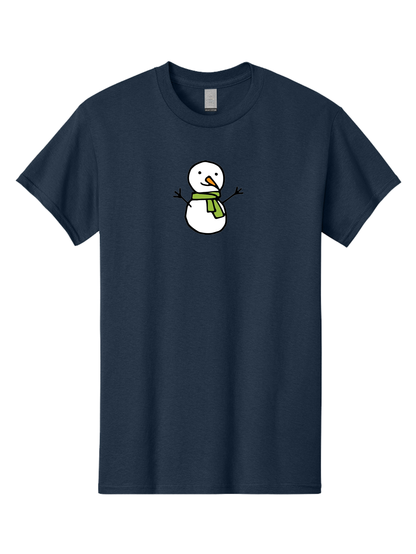 Snowman-4 Men'S Graphic Tee, 100% Cotton, Comfortable Casual Summer Wear, Machine Washable, Cartoon Snowman, Smiling Snowman, Winter Character, Green Scarf, Orange Nose, Friendly Snowman, Christmas Character, Digital Illustration, Aab127