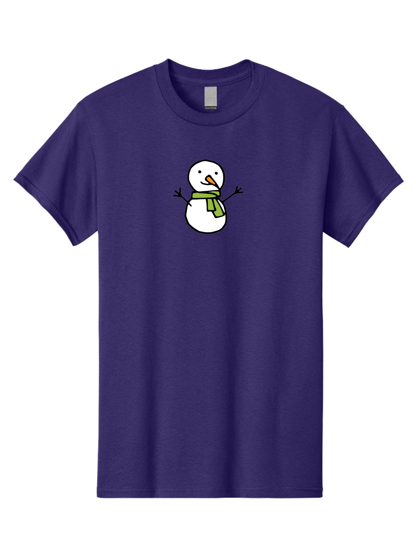 Snowman-4 Men'S Graphic Tee, 100% Cotton, Comfortable Casual Summer Wear, Machine Washable, Cartoon Snowman, Smiling Snowman, Winter Character, Green Scarf, Orange Nose, Friendly Snowman, Christmas Character, Digital Illustration, Aab127