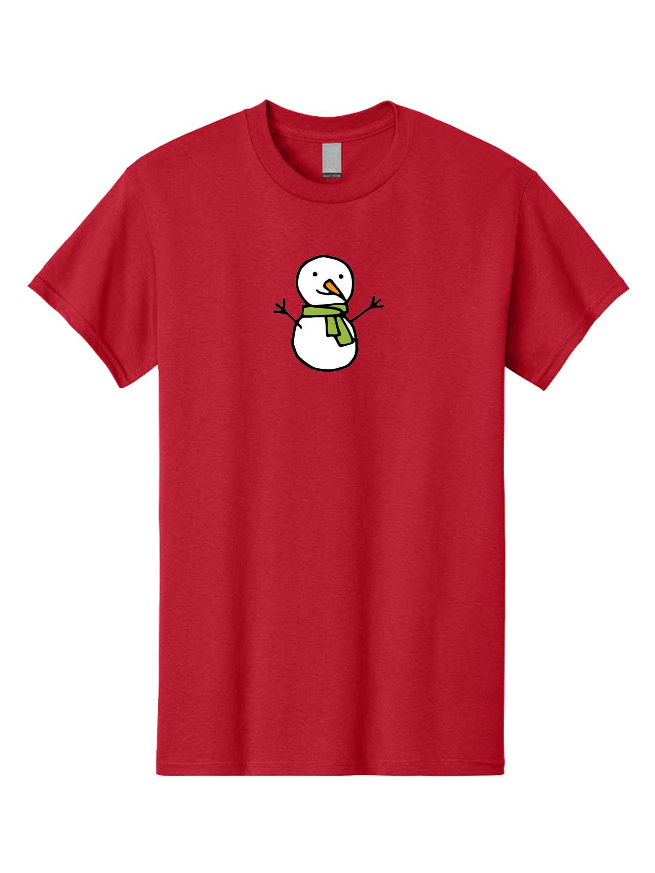 Snowman-4 Men'S Graphic Tee, 100% Cotton, Comfortable Casual Summer Wear, Machine Washable, Cartoon Snowman, Smiling Snowman, Winter Character, Green Scarf, Orange Nose, Friendly Snowman, Christmas Character, Digital Illustration, Aab127
