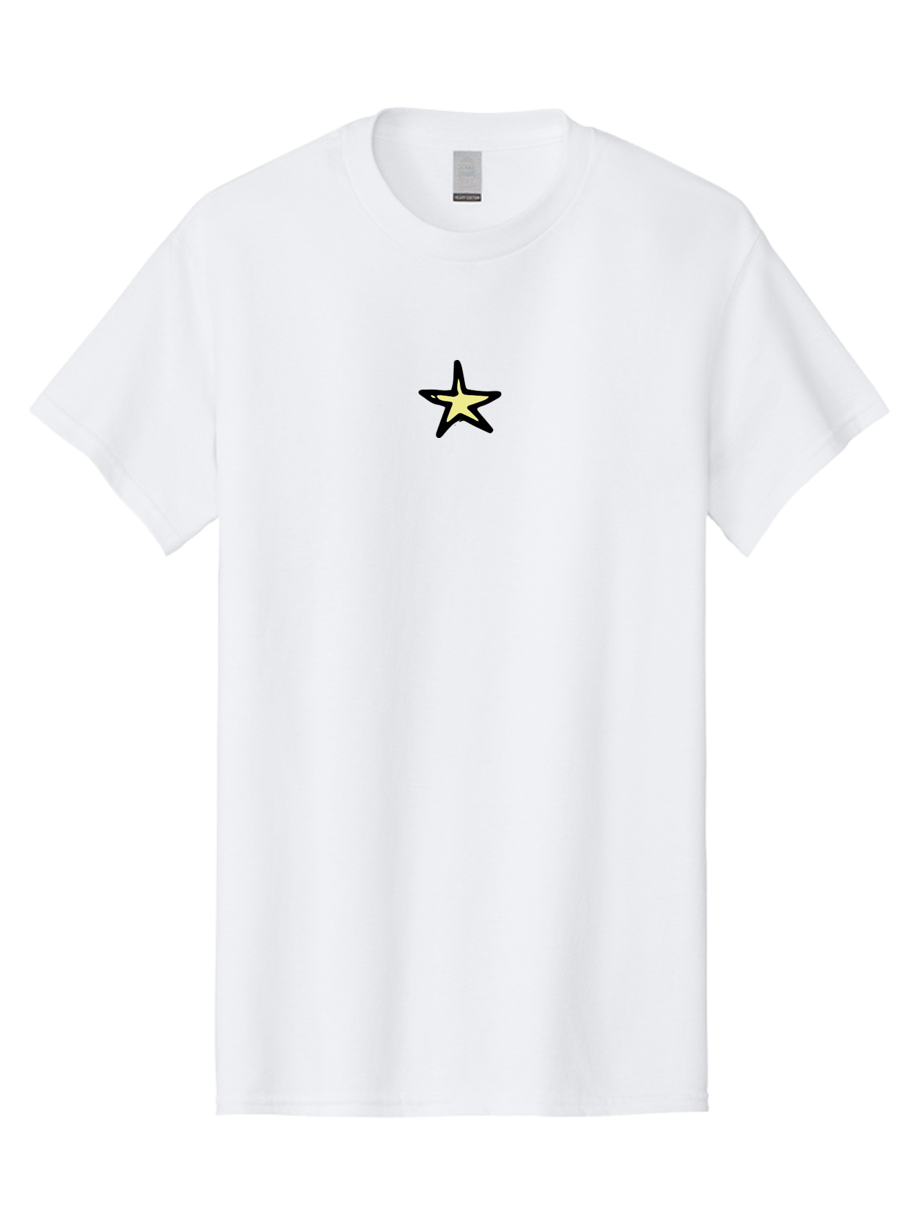 Star Men'S Graphic Tee, 100% Cotton, Comfortable Casual Summer Wear, Machine Washable, Star Icon, Five-Pointed Star, Simple Design, Minimalist Graphic, Bold Lines, Yellow Fill, Black Outline, Modern Style, Digital Art Aab135