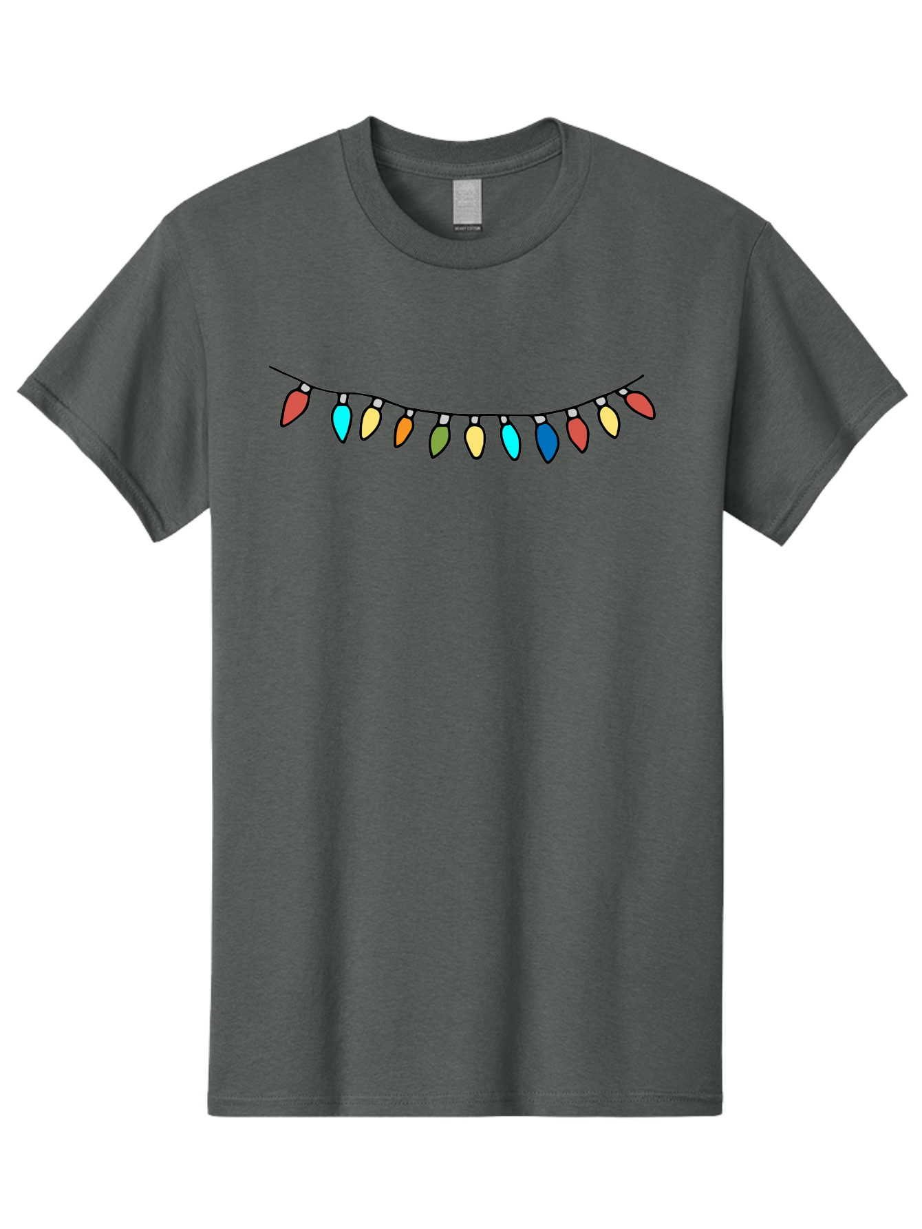 String-Lights Men'S Graphic Tee, 100% Cotton, Comfortable Casual Summer Wear, Machine Washable, String Of Christmas Lights, Festive Decorations, Holiday Decor, Colorful Lights, Christmas Celebration, Winter Wonderland, Festive Atmosphere Aab139