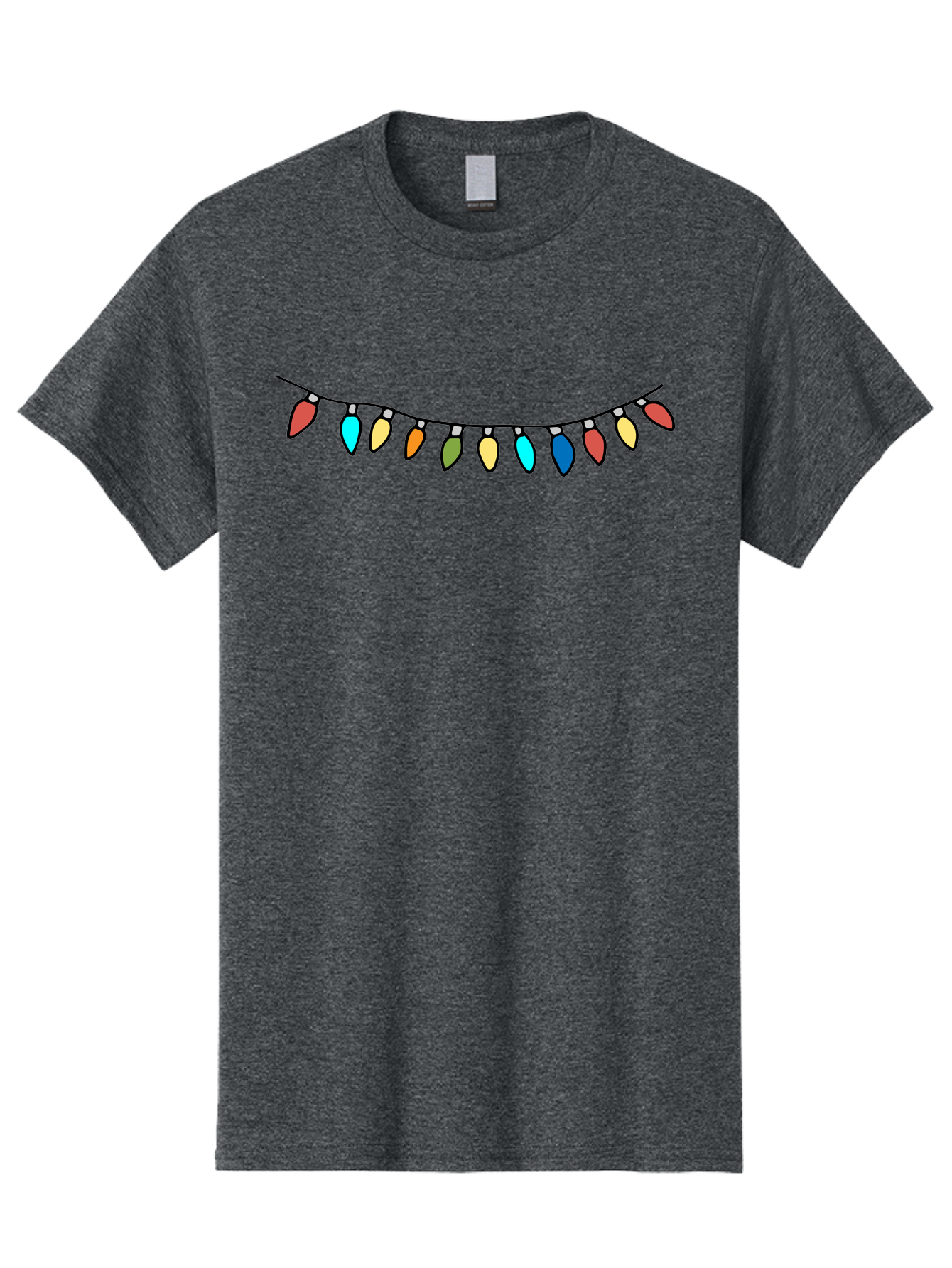 String-Lights Men'S Graphic Tee, 100% Cotton, Comfortable Casual Summer Wear, Machine Washable, String Of Christmas Lights, Festive Decorations, Holiday Decor, Colorful Lights, Christmas Celebration, Winter Wonderland, Festive Atmosphere Aab139