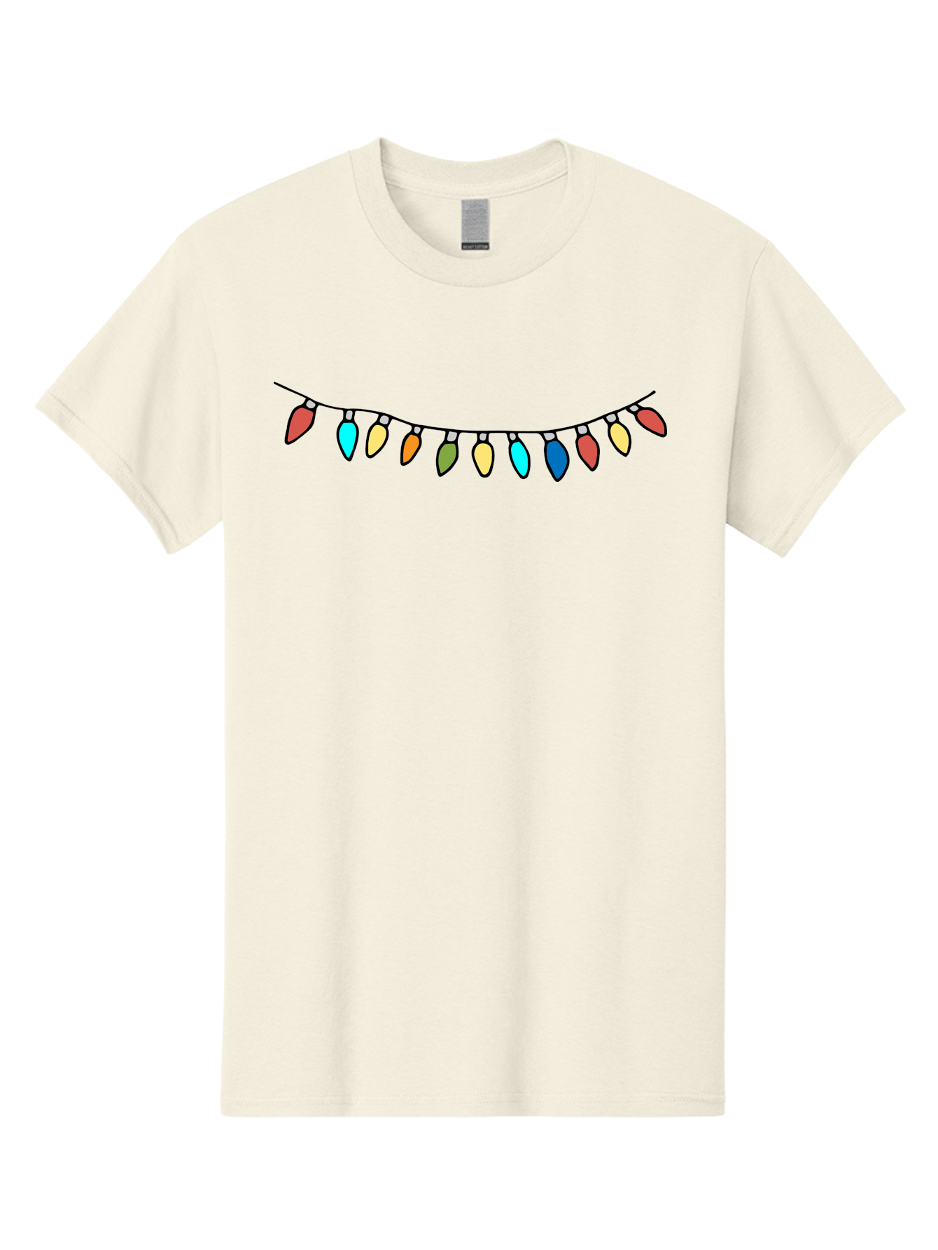 String-Lights Men'S Graphic Tee, 100% Cotton, Comfortable Casual Summer Wear, Machine Washable, String Of Christmas Lights, Festive Decorations, Holiday Decor, Colorful Lights, Christmas Celebration, Winter Wonderland, Festive Atmosphere Aab139