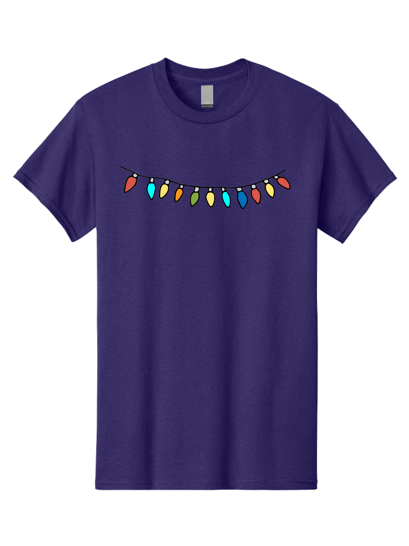 String-Lights Men'S Graphic Tee, 100% Cotton, Comfortable Casual Summer Wear, Machine Washable, String Of Christmas Lights, Festive Decorations, Holiday Decor, Colorful Lights, Christmas Celebration, Winter Wonderland, Festive Atmosphere Aab139