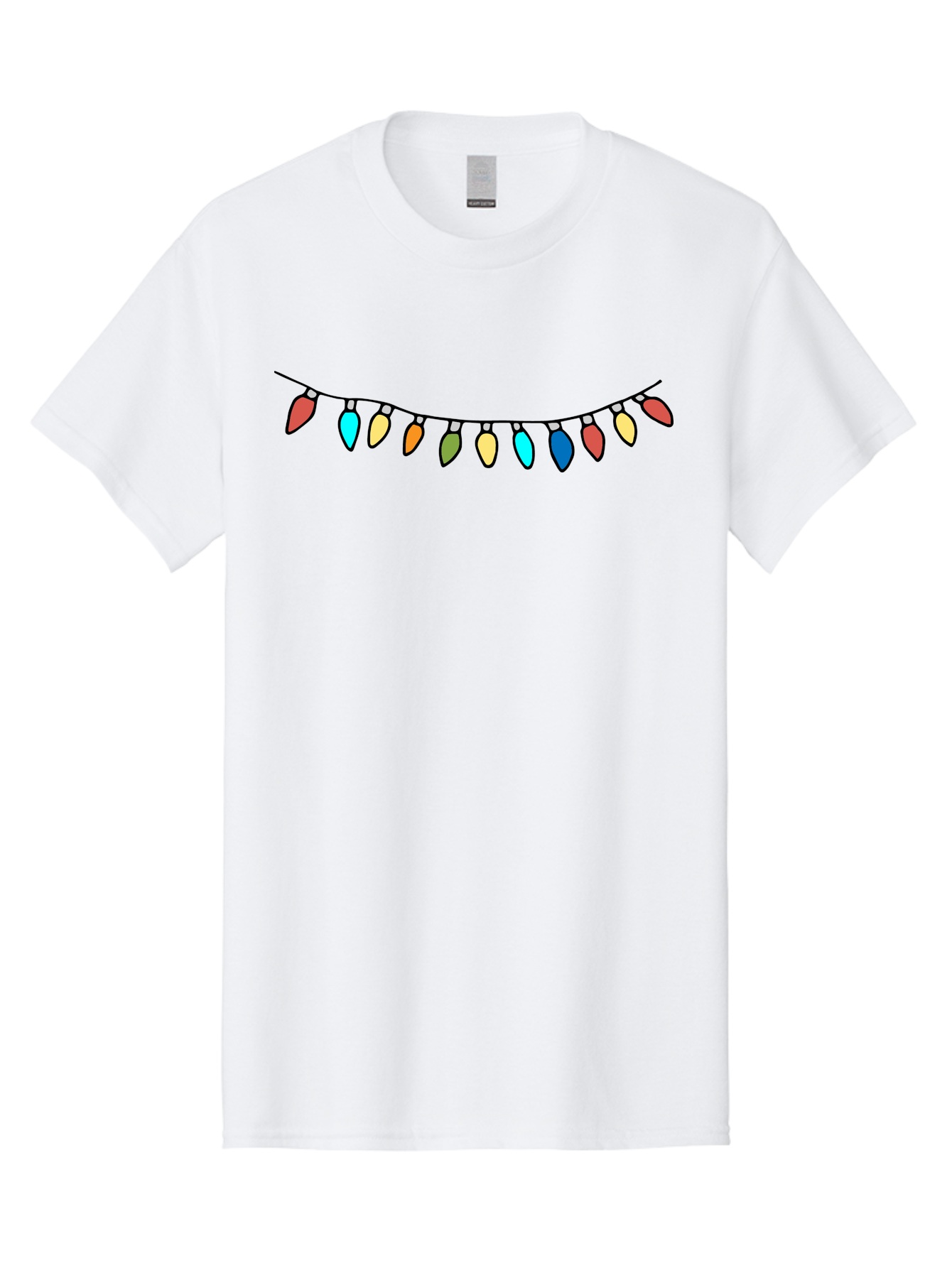 String-Lights Men'S Graphic Tee, 100% Cotton, Comfortable Casual Summer Wear, Machine Washable, String Of Christmas Lights, Festive Decorations, Holiday Decor, Colorful Lights, Christmas Celebration, Winter Wonderland, Festive Atmosphere Aab139