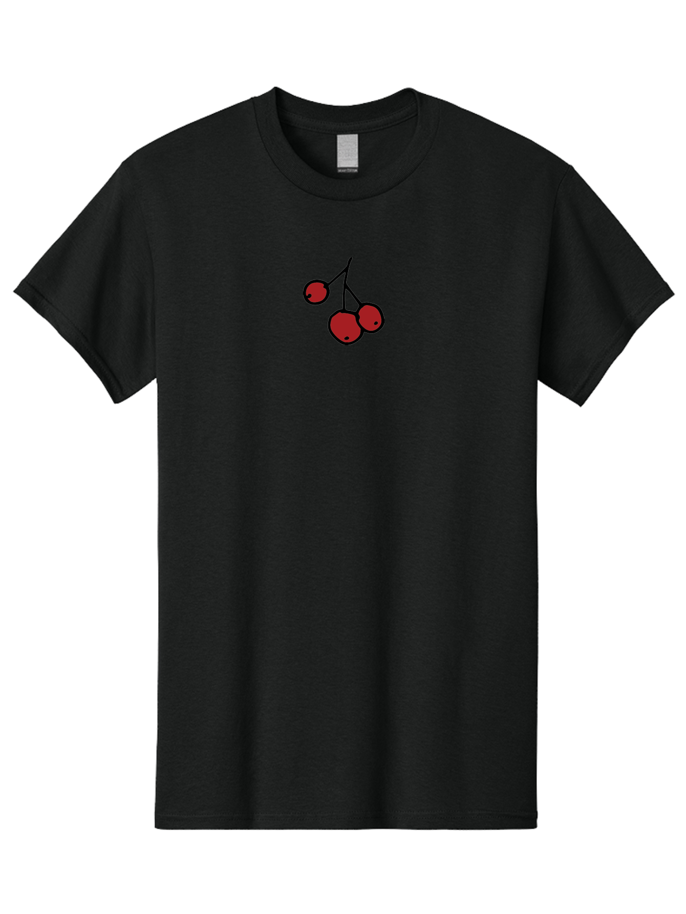 Three-Cherries Men'S Graphic Tee, 100% Cotton, Comfortable Casual Summer Wear, Machine Washable, Red Cherries, Simple Drawing, Cartoon Style, Sweet Fruit, Bold Lines, Black Stems, Ripe Cherries, Minimalist Design, Digital Art Aab143