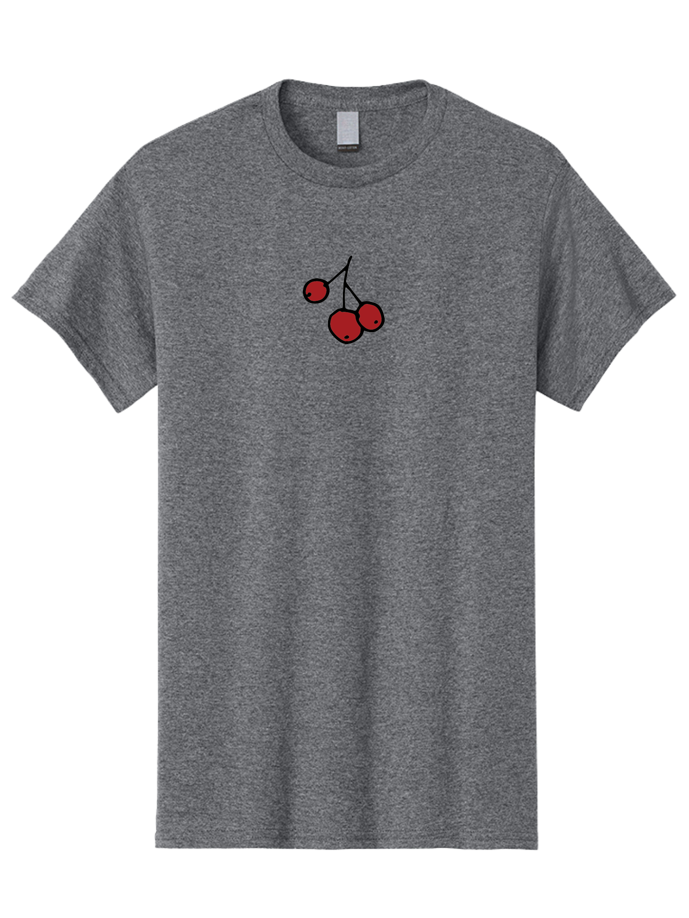 Three-Cherries Men'S Graphic Tee, 100% Cotton, Comfortable Casual Summer Wear, Machine Washable, Red Cherries, Simple Drawing, Cartoon Style, Sweet Fruit, Bold Lines, Black Stems, Ripe Cherries, Minimalist Design, Digital Art Aab143