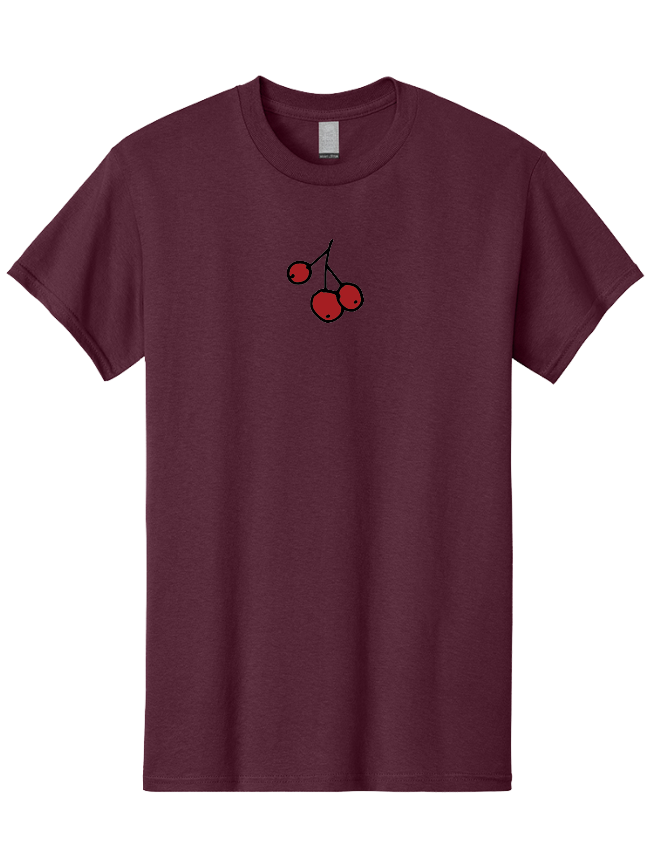 Three-Cherries Men'S Graphic Tee, 100% Cotton, Comfortable Casual Summer Wear, Machine Washable, Red Cherries, Simple Drawing, Cartoon Style, Sweet Fruit, Bold Lines, Black Stems, Ripe Cherries, Minimalist Design, Digital Art Aab143