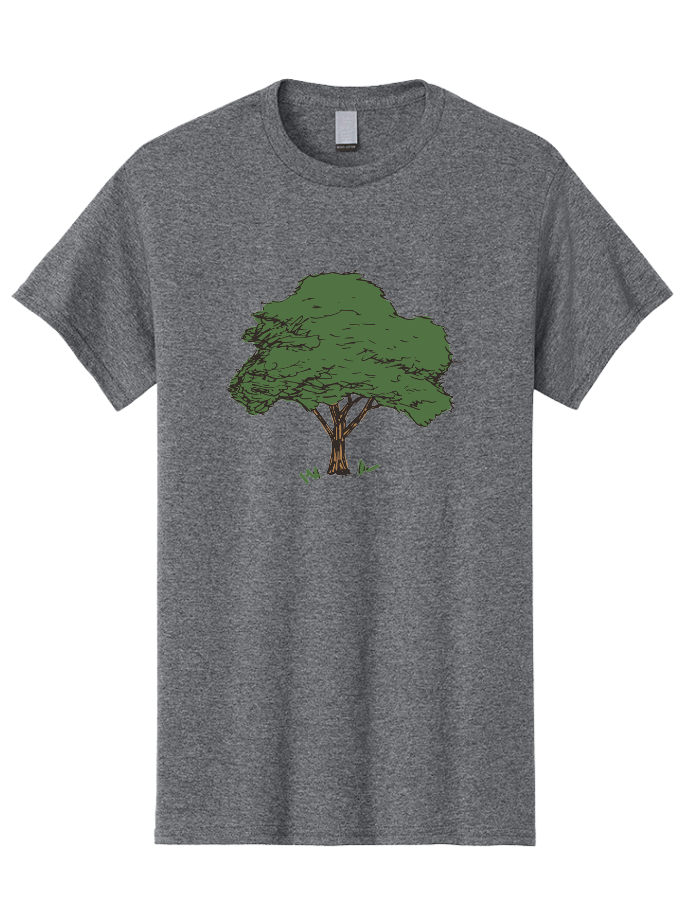 Tree-1 Men'S Graphic Tee, 100% Cotton, Comfortable Casual Summer Wear, Machine Washable, Simple Tree Illustration, Minimalist Design, Dark Green Foliage, Brown Trunk, Simple Branches, Whimsical Art, Digital Drawing, Abstract Tree, Aab147