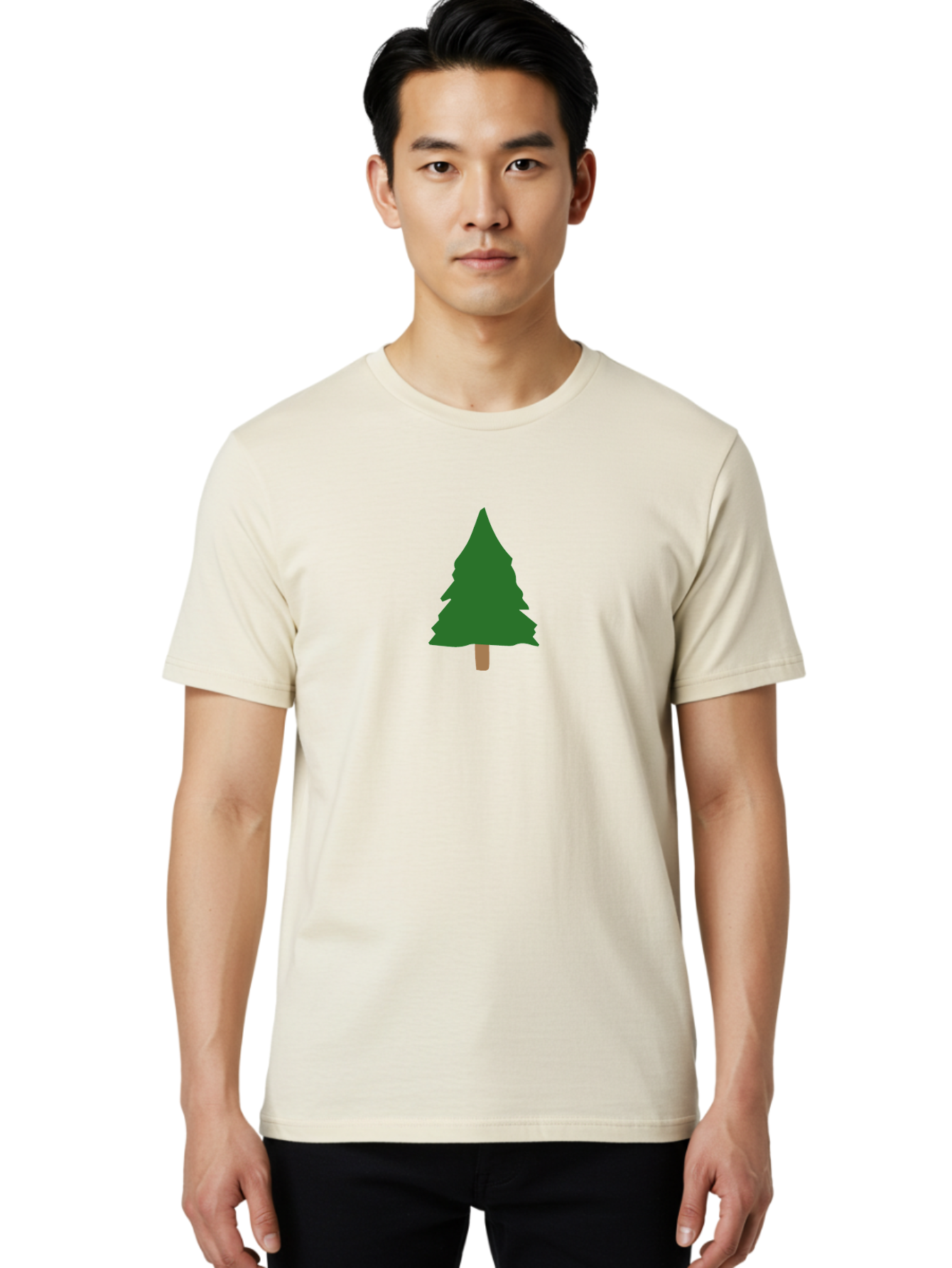 Tree-2 Men'S Graphic Tee, 100% Cotton, Comfortable Casual Summer Wear, Machine Washable, Simple Pine Tree, Minimalist Illustration, Evergreen Tree, Cartoon Style, Forest Icon, Eco-Friendly Symbol, Nature Graphic, Coniferous Tree, Digital Art Aab148