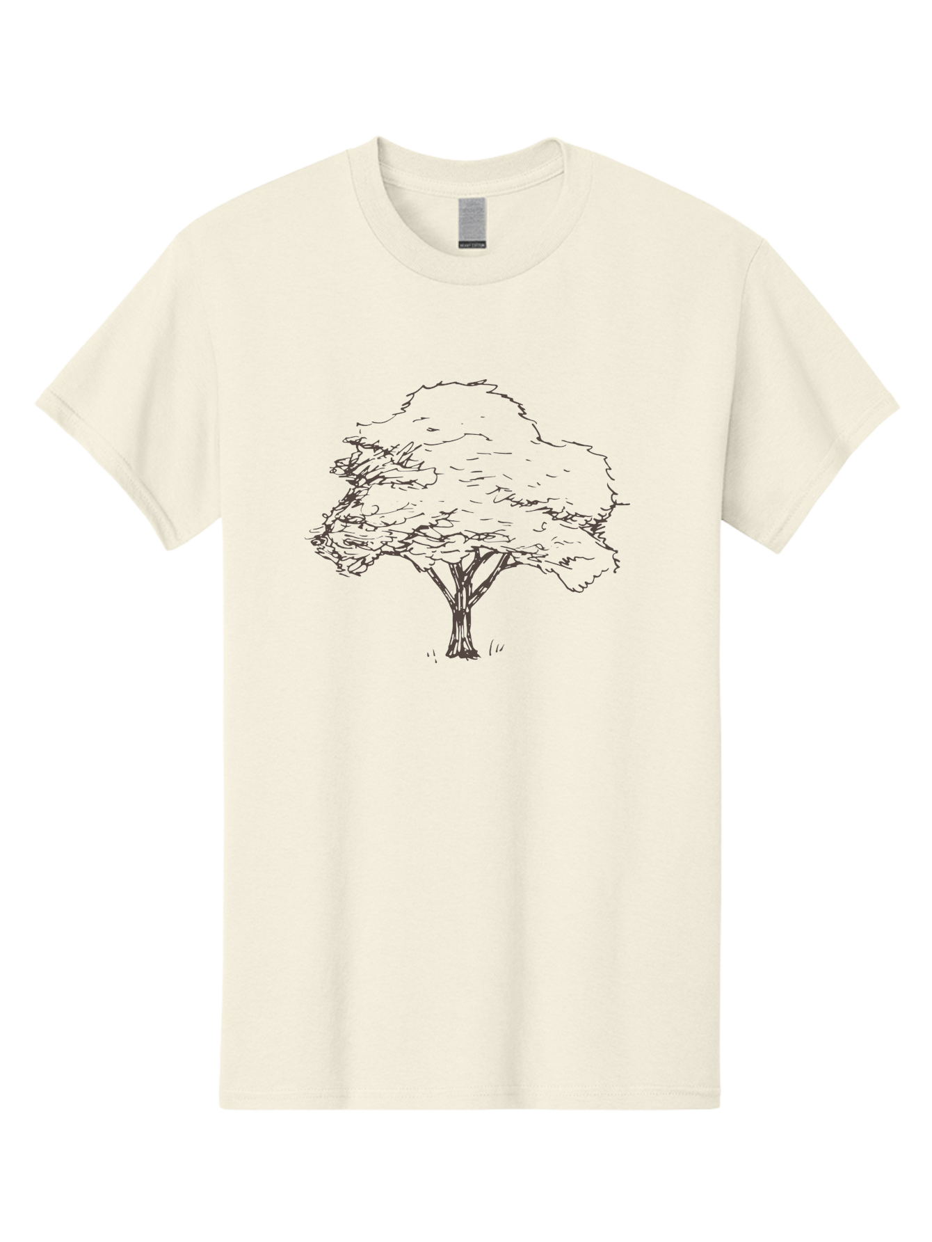 Tree Men'S Graphic Tee, 100% Cotton, Comfortable Casual Summer Wear, Machine Washable, Simple Tree Illustration, Minimalist Art, Dark Purple Lines, Nature-Inspired Design, Hand-Drawn Tree, Abstract Foliage, Modern Graphic Aab149