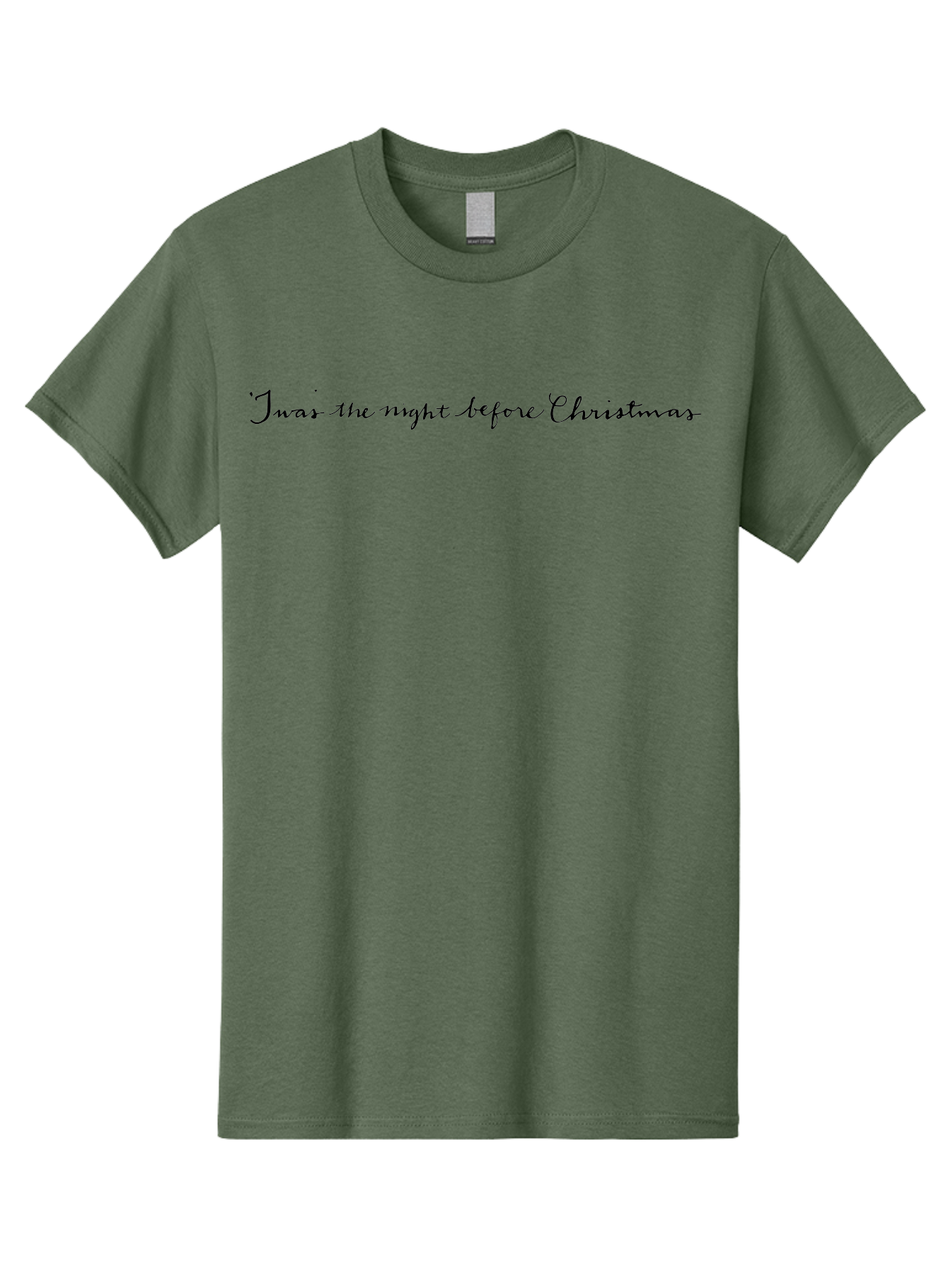 Twas-Night-Before-Christmas Men'S Graphic Tee, 100% Cotton, Comfortable Casual Summer Wear, Machine Washable, Classic Christmas Quote, Holiday Phrase, Festive Sayings, Black Cursive Text, Christmas Eve, Holiday Season, Winter Wonderland, Aab151