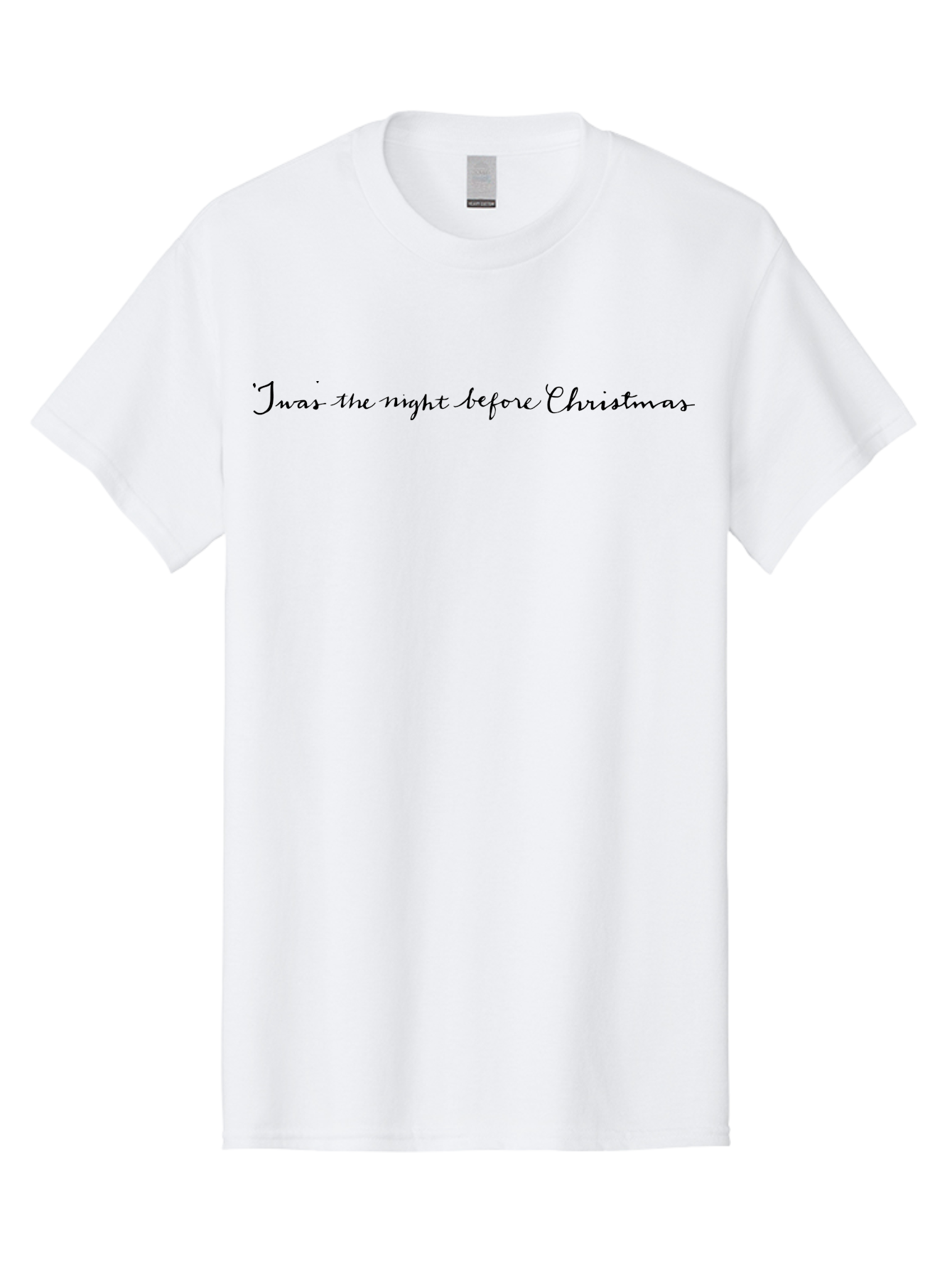 Twas-Night-Before-Christmas Men'S Graphic Tee, 100% Cotton, Comfortable Casual Summer Wear, Machine Washable, Classic Christmas Quote, Holiday Phrase, Festive Sayings, Black Cursive Text, Christmas Eve, Holiday Season, Winter Wonderland, Aab151