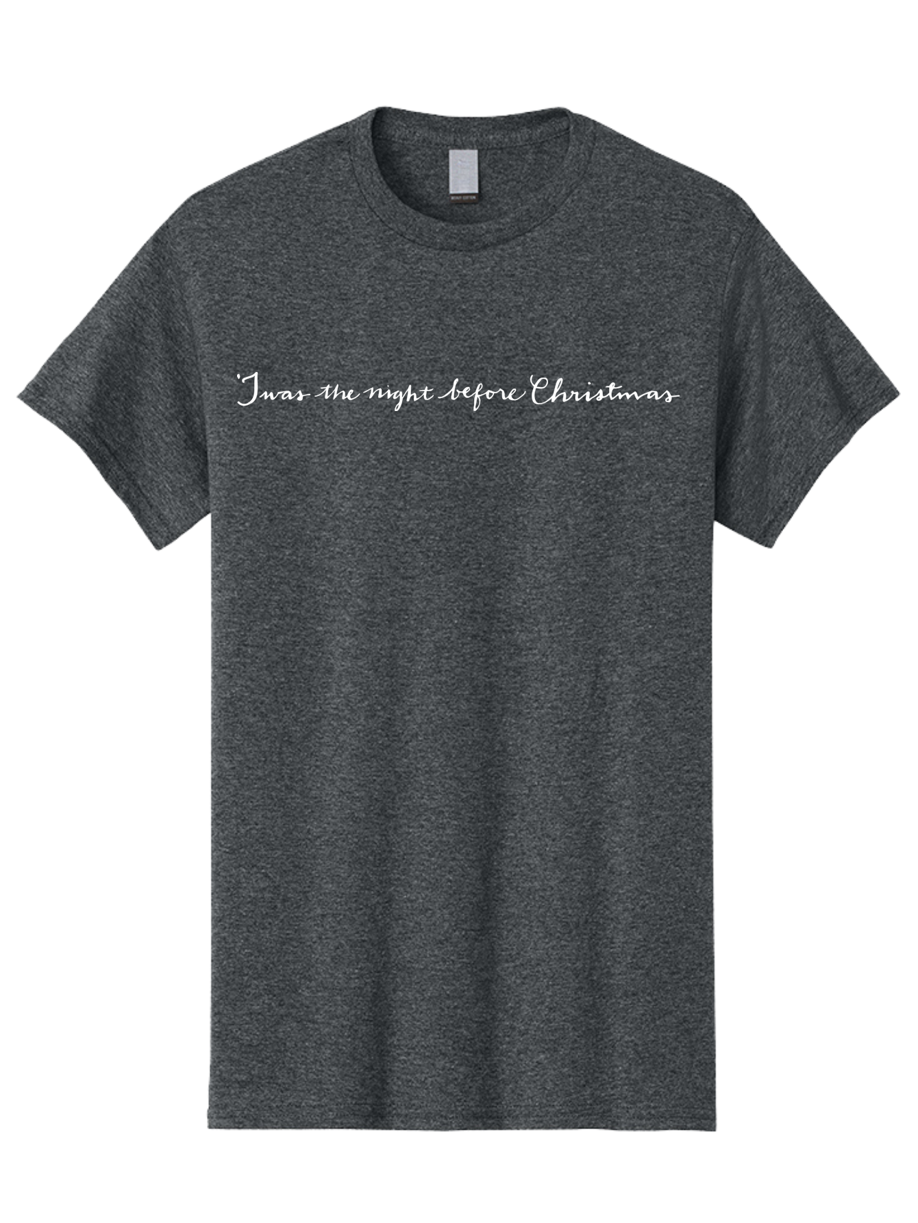 Twas-The-Night-Before-Christmas Men'S Graphic Tee, 100% Cotton, Comfortable Casual Summer Wear, Machine Washable, Christmas Quote, Festive Phrase, Holiday Cheer, White Cursive Text, Christmas Eve, Winter Wonderland, Seasonal Greetings Aab152