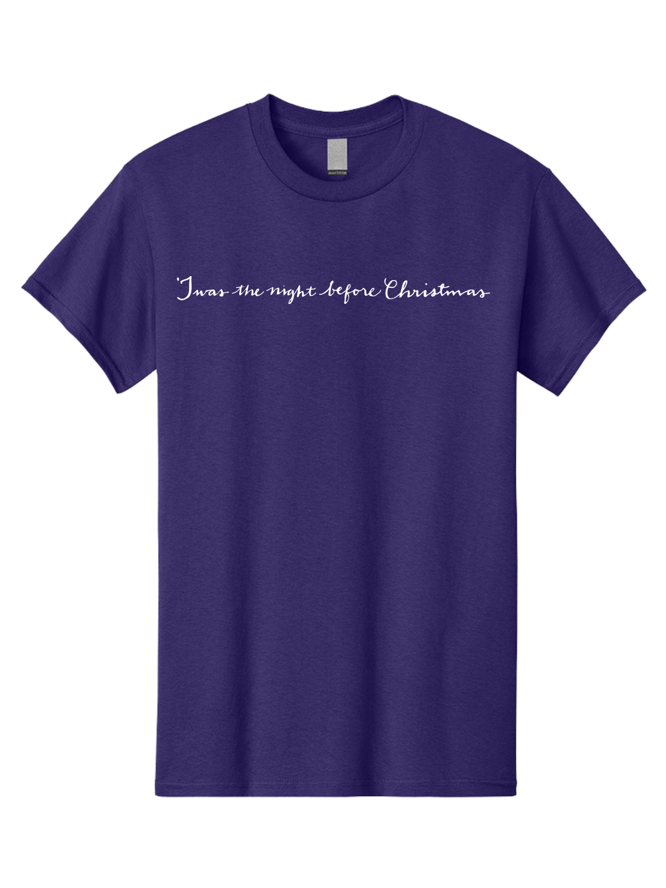 Twas-The-Night-Before-Christmas Men'S Graphic Tee, 100% Cotton, Comfortable Casual Summer Wear, Machine Washable, Christmas Quote, Festive Phrase, Holiday Cheer, White Cursive Text, Christmas Eve, Winter Wonderland, Seasonal Greetings Aab152