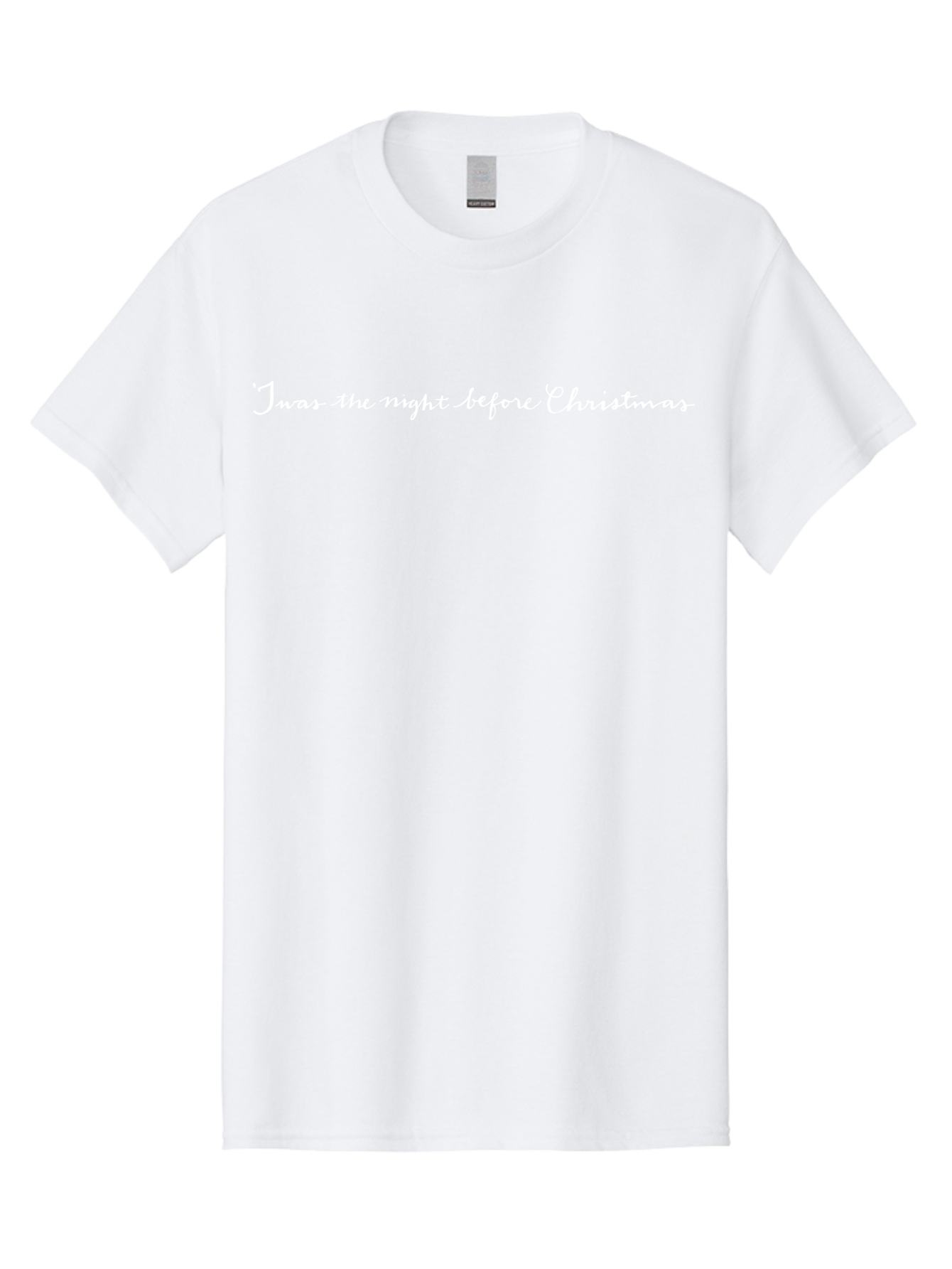 Twas-The-Night-Before-Christmas Men'S Graphic Tee, 100% Cotton, Comfortable Casual Summer Wear, Machine Washable, Christmas Quote, Festive Phrase, Holiday Cheer, White Cursive Text, Christmas Eve, Winter Wonderland, Seasonal Greetings Aab152