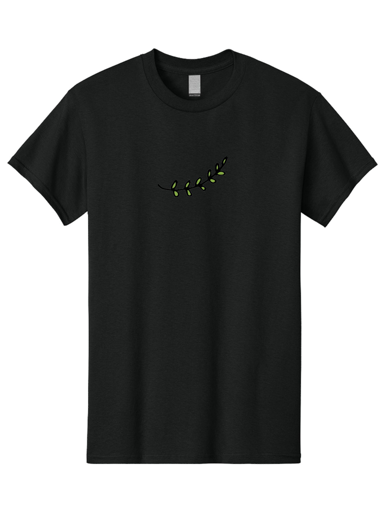 Vine-Branch Men'S Graphic Tee, 100% Cotton, Comfortable Casual Summer Wear, Machine Washable, Hand-Drawn Vine, Black Outline, Leaves, Simple Design, Minimalist Art, Elegant Decor, Nature-Inspired, Whimsical Illustration Aab155