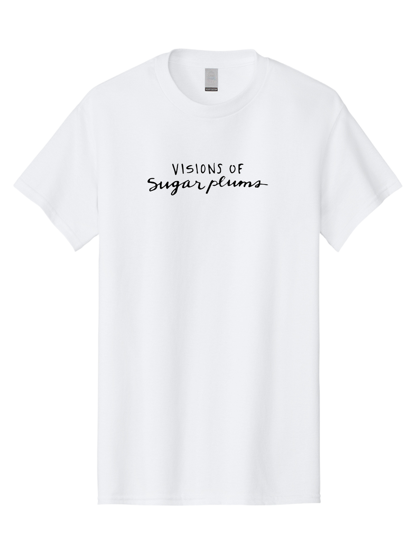 Visions-Of-Sugar-Plums Men'S Graphic Tee, 100% Cotton, Comfortable Casual Summer Wear, Machine Washable, Visions Of Sugar Plums, Sweet Treats, Festive Typography, Sugarplums, Creative Writing, Holiday Phrases, Fancy Script Aab158