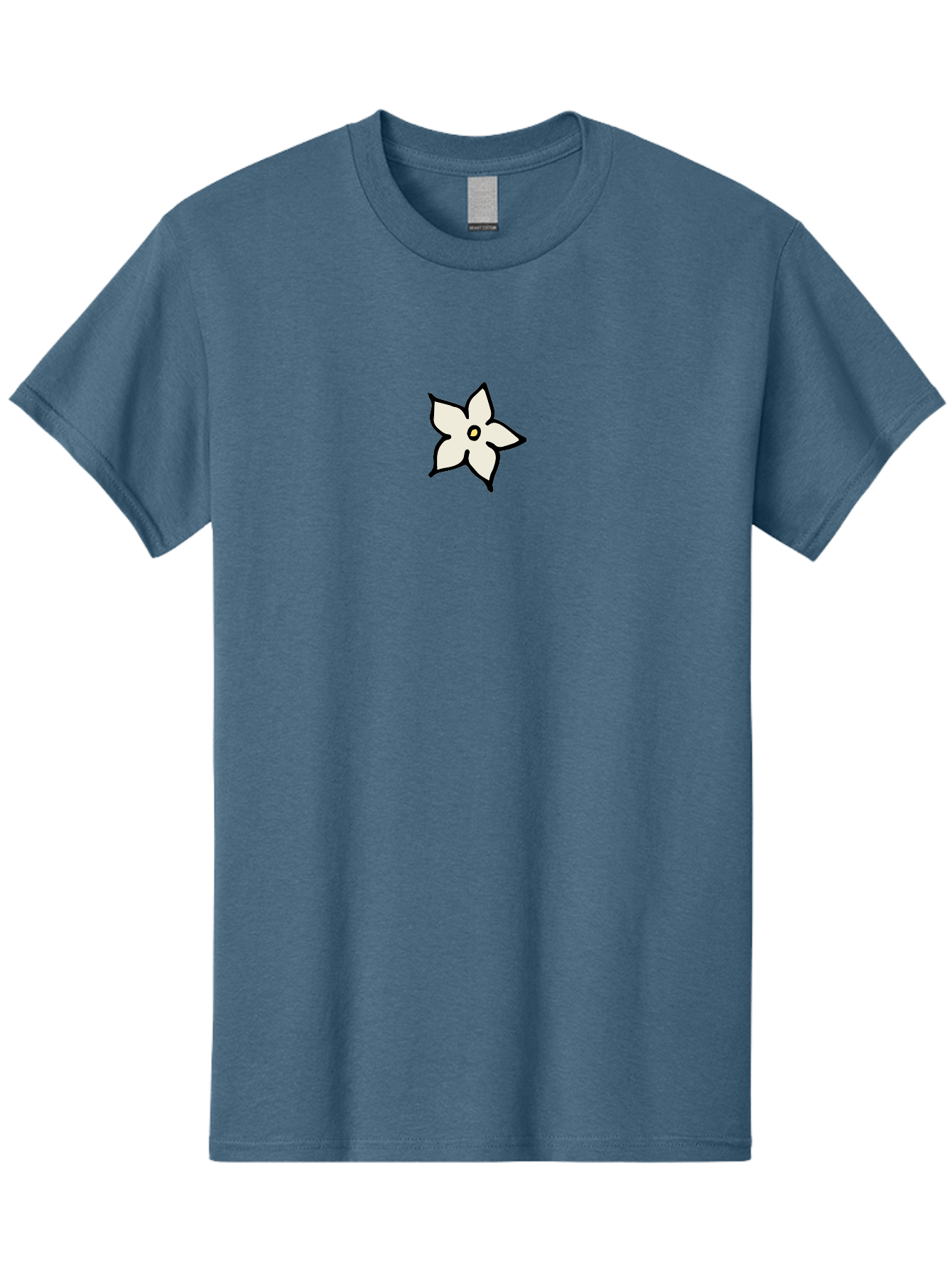 White-Flower Men'S Graphic Tee, 100% Cotton, Comfortable Casual Summer Wear, Machine Washable, Simple White Flower, Minimalist Design, Five-Petaled Flower, Black Outline, Centered Composition, Floral Icon, Cartoon-Style Flower, Simple Graphics Aab162