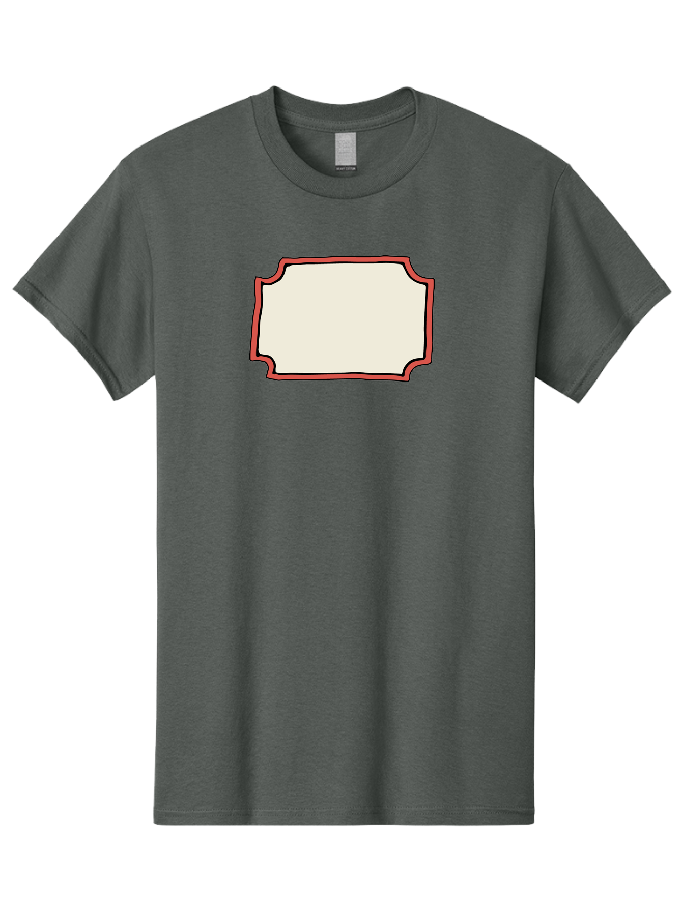 White-Label Men'S Graphic Tee, 100% Cotton, Comfortable Casual Summer Wear, Machine Washable, Blank Sign, Empty Sign, Red Border, White Background, Simple Design, Graphic Element, Customizable Template, Placeholder Text, Signage Mockup Aab163