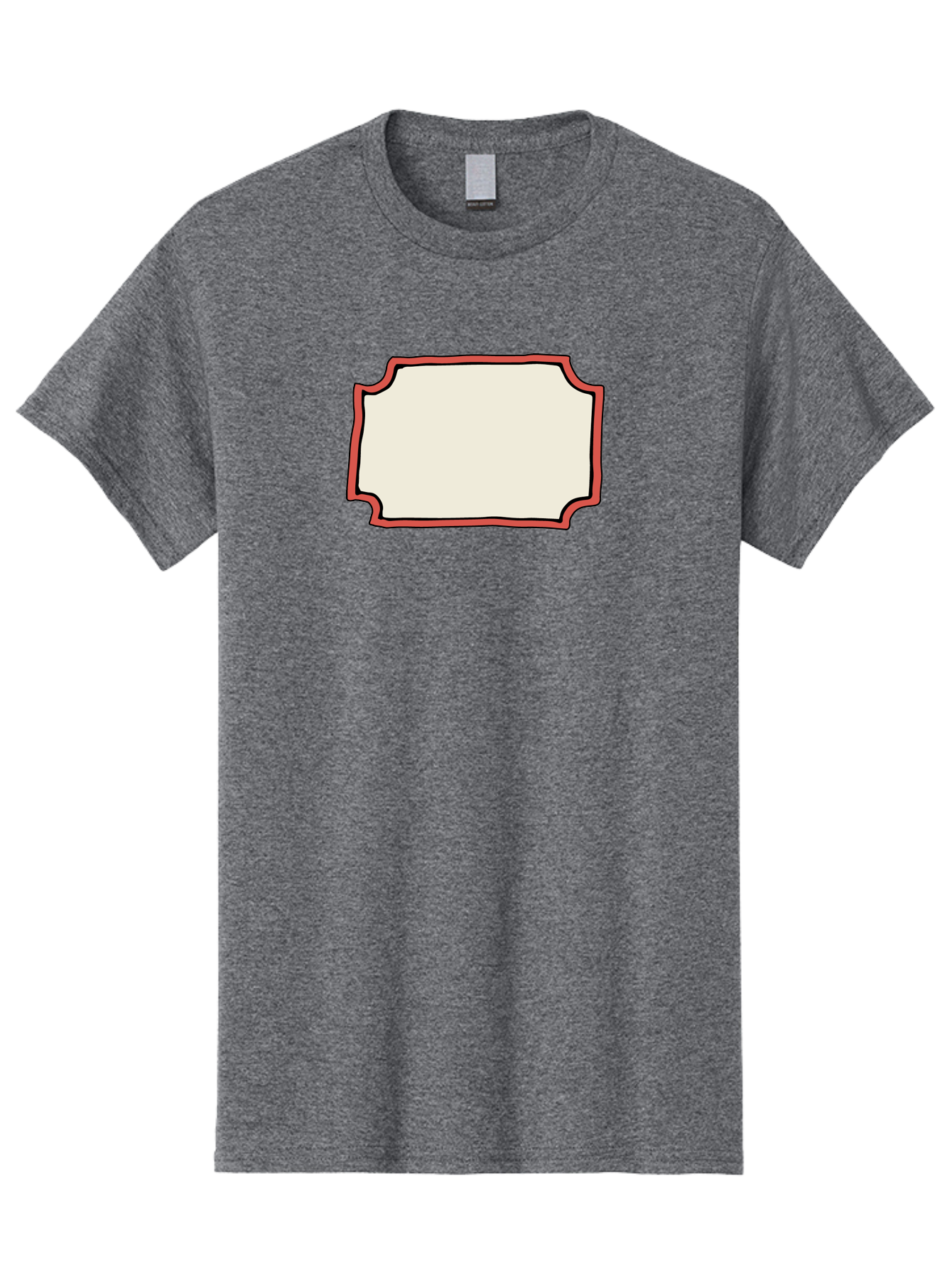 White-Label Men'S Graphic Tee, 100% Cotton, Comfortable Casual Summer Wear, Machine Washable, Blank Sign, Empty Sign, Red Border, White Background, Simple Design, Graphic Element, Customizable Template, Placeholder Text, Signage Mockup Aab163