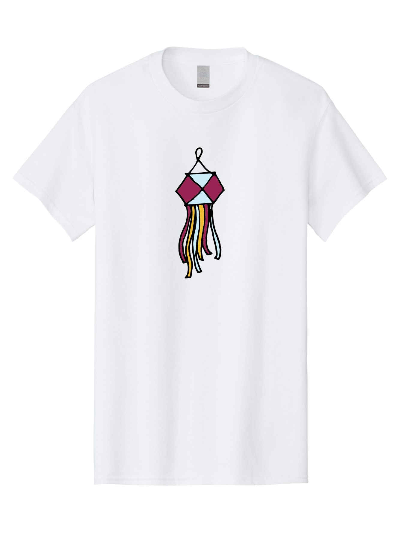 Windchime Men'S Graphic Tee, 100% Cotton, Comfortable Casual Summer Wear, Machine Washable, Hanging Decoration, Wind Chime, Colorful Tassels, Maroon And White, Yellow And White, Decorative Art, Flowing Ribbons, Festive Decor, Celebratory Theme Aab166