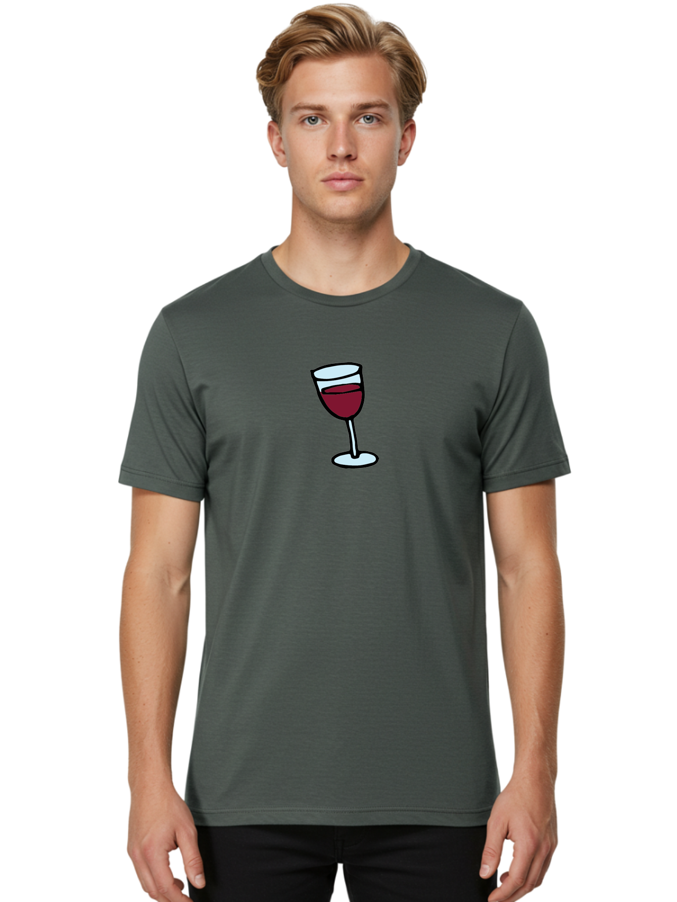 Wine-Glass Men'S Graphic Tee, 100% Cotton, Comfortable Casual Summer Wear, Machine Washable, Red Wine, Wine Glass, Glassware, Fine Wine, Wine Tasting, Elegant Drink, Relaxation, Leisure Activity, Wine Culture Aab168