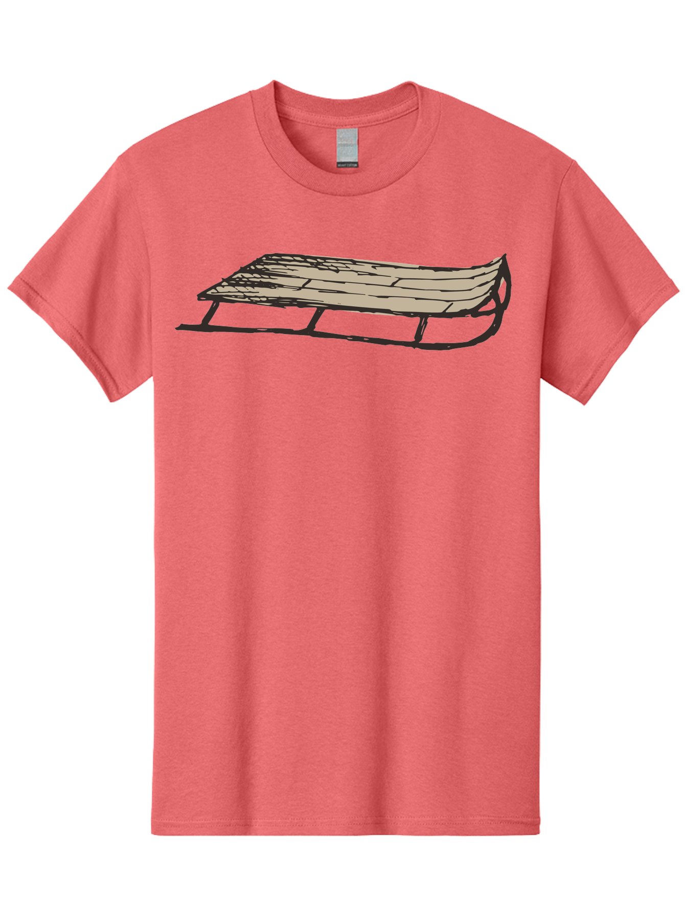 Wooden-Sled Men'S Graphic Tee, 100% Cotton, Comfortable Casual Summer Wear, Machine Washable, Vintage Sled, Wooden Slats, Metal Runners, Winter Fun, Outdoor Play, Cartoon Style, Simple Design, Nostalgic Feel, Retro Illustration, Aab174