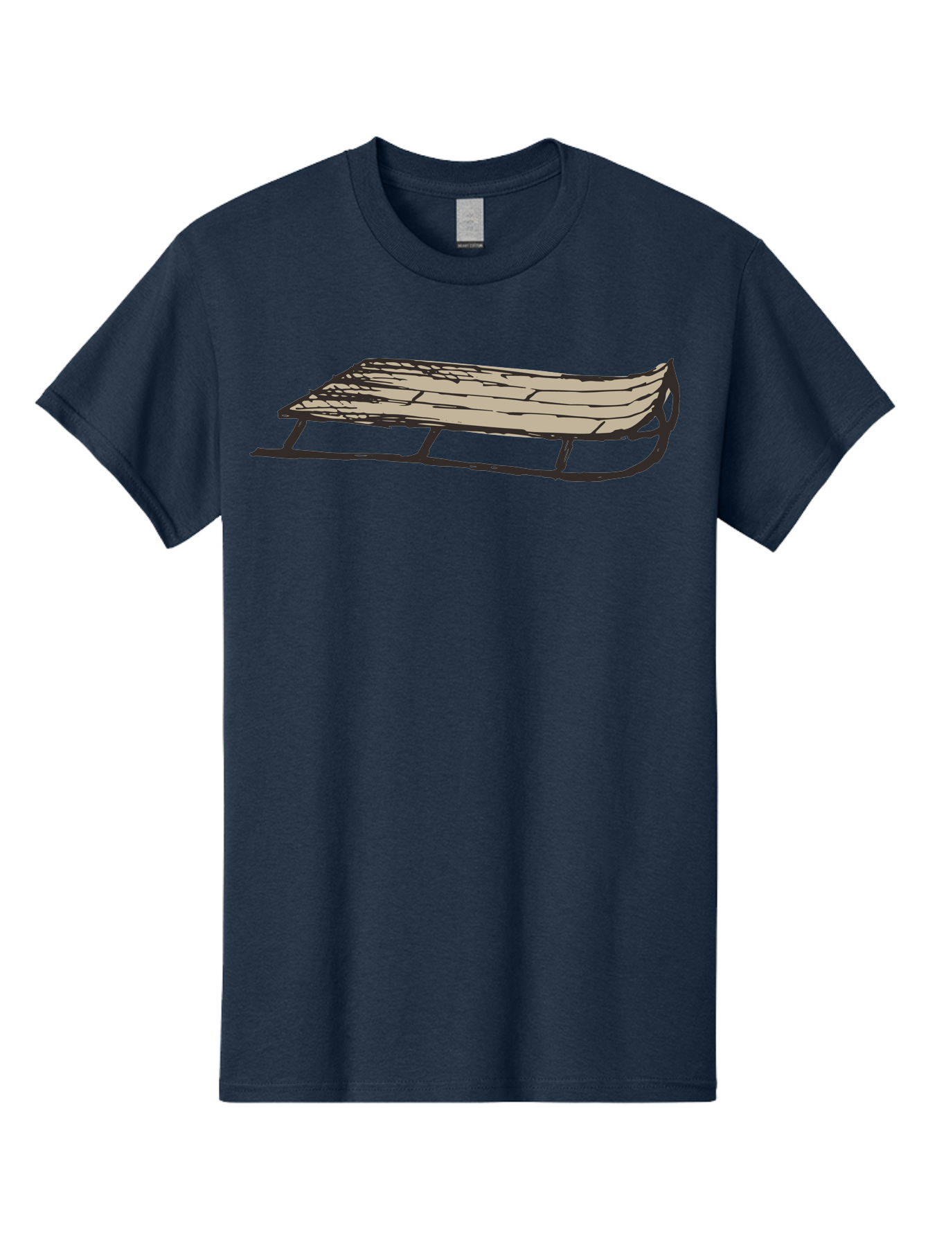 Wooden-Sled Men'S Graphic Tee, 100% Cotton, Comfortable Casual Summer Wear, Machine Washable, Vintage Sled, Wooden Slats, Metal Runners, Winter Fun, Outdoor Play, Cartoon Style, Simple Design, Nostalgic Feel, Retro Illustration, Aab174