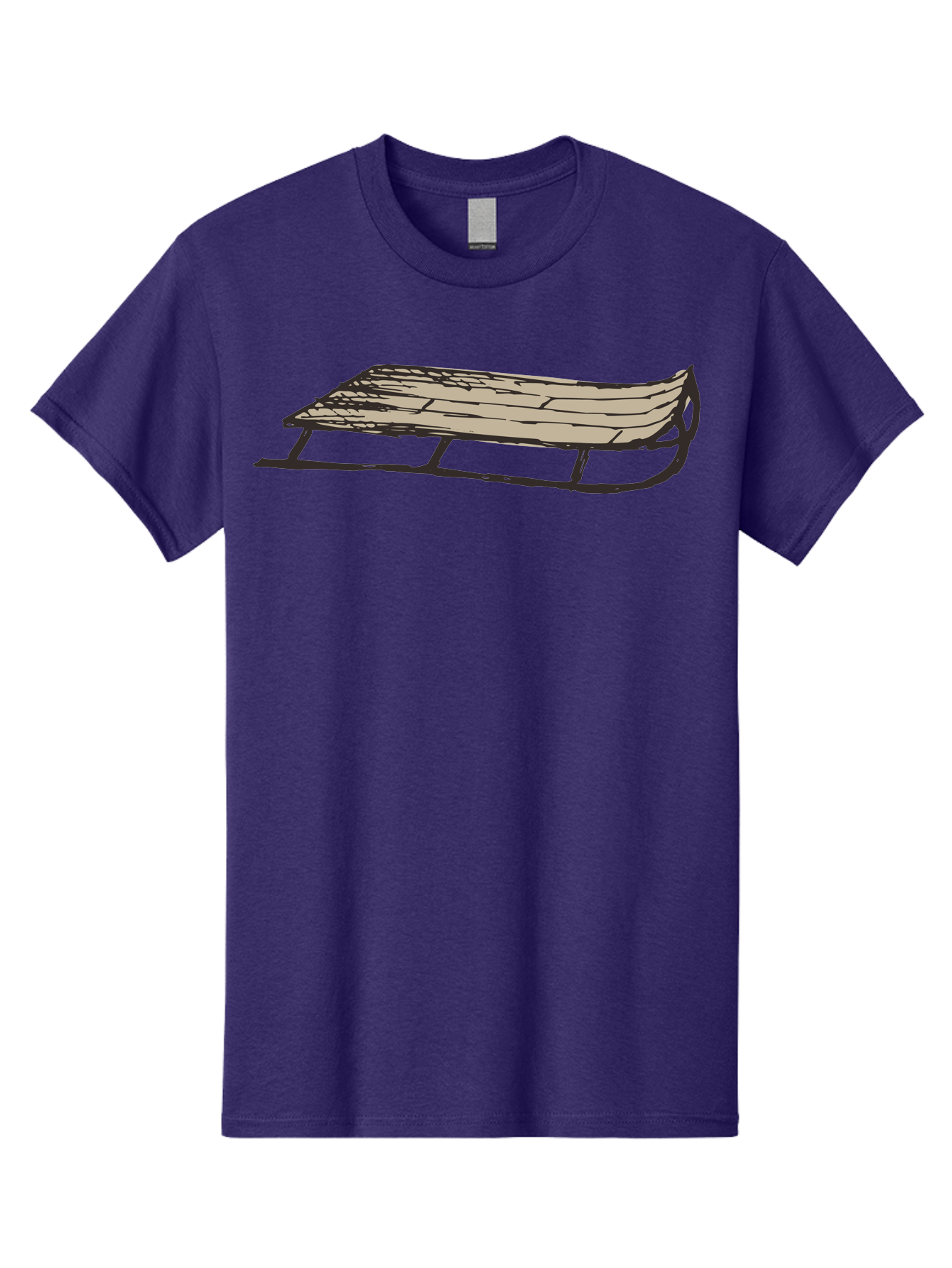 Wooden-Sled Men'S Graphic Tee, 100% Cotton, Comfortable Casual Summer Wear, Machine Washable, Vintage Sled, Wooden Slats, Metal Runners, Winter Fun, Outdoor Play, Cartoon Style, Simple Design, Nostalgic Feel, Retro Illustration, Aab174