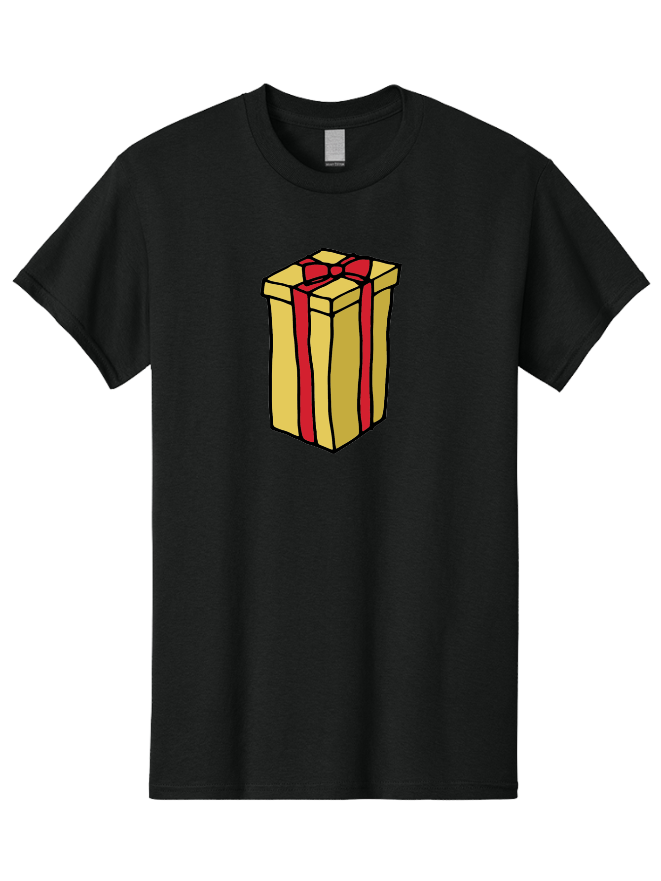 Wrapped-Gift-Box Men'S Graphic Tee, 100% Cotton, Comfortable Casual Summer Wear, Machine Washable, Gift Box, Wrapped Present, Red Ribbon, Gold Wrapping, Present, Gift, Holiday Gift, Birthday Present, Celebration Gift Aab175