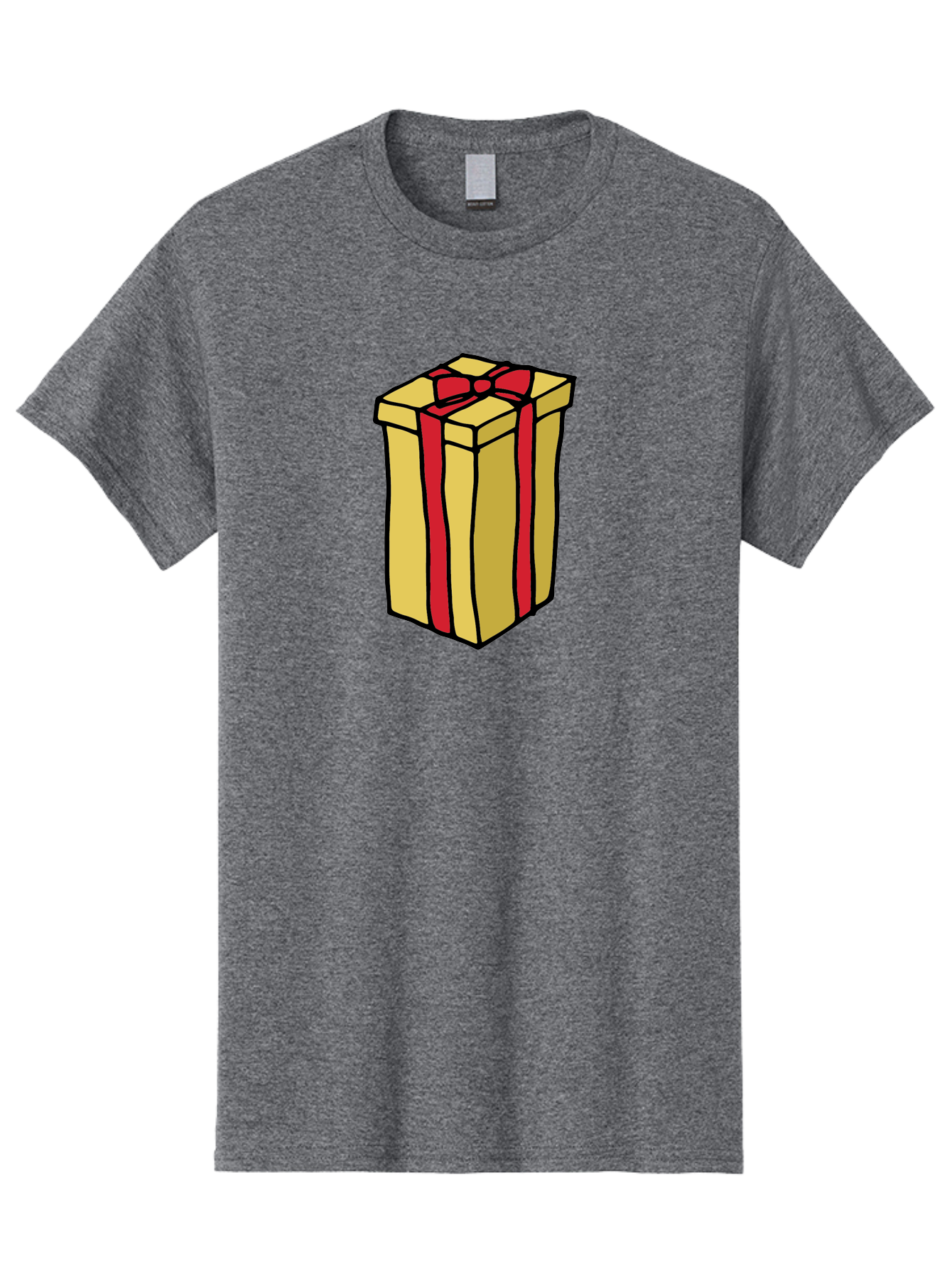 Wrapped-Gift-Box Men'S Graphic Tee, 100% Cotton, Comfortable Casual Summer Wear, Machine Washable, Gift Box, Wrapped Present, Red Ribbon, Gold Wrapping, Present, Gift, Holiday Gift, Birthday Present, Celebration Gift Aab175