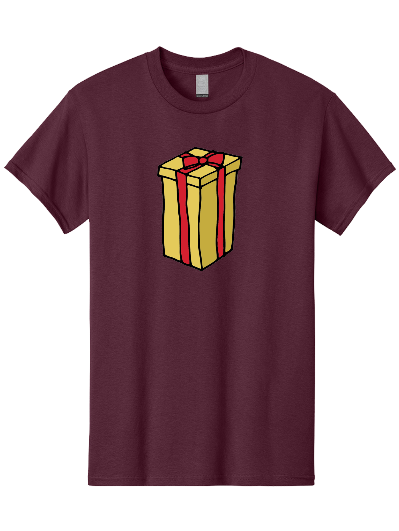 Wrapped-Gift-Box Men'S Graphic Tee, 100% Cotton, Comfortable Casual Summer Wear, Machine Washable, Gift Box, Wrapped Present, Red Ribbon, Gold Wrapping, Present, Gift, Holiday Gift, Birthday Present, Celebration Gift Aab175