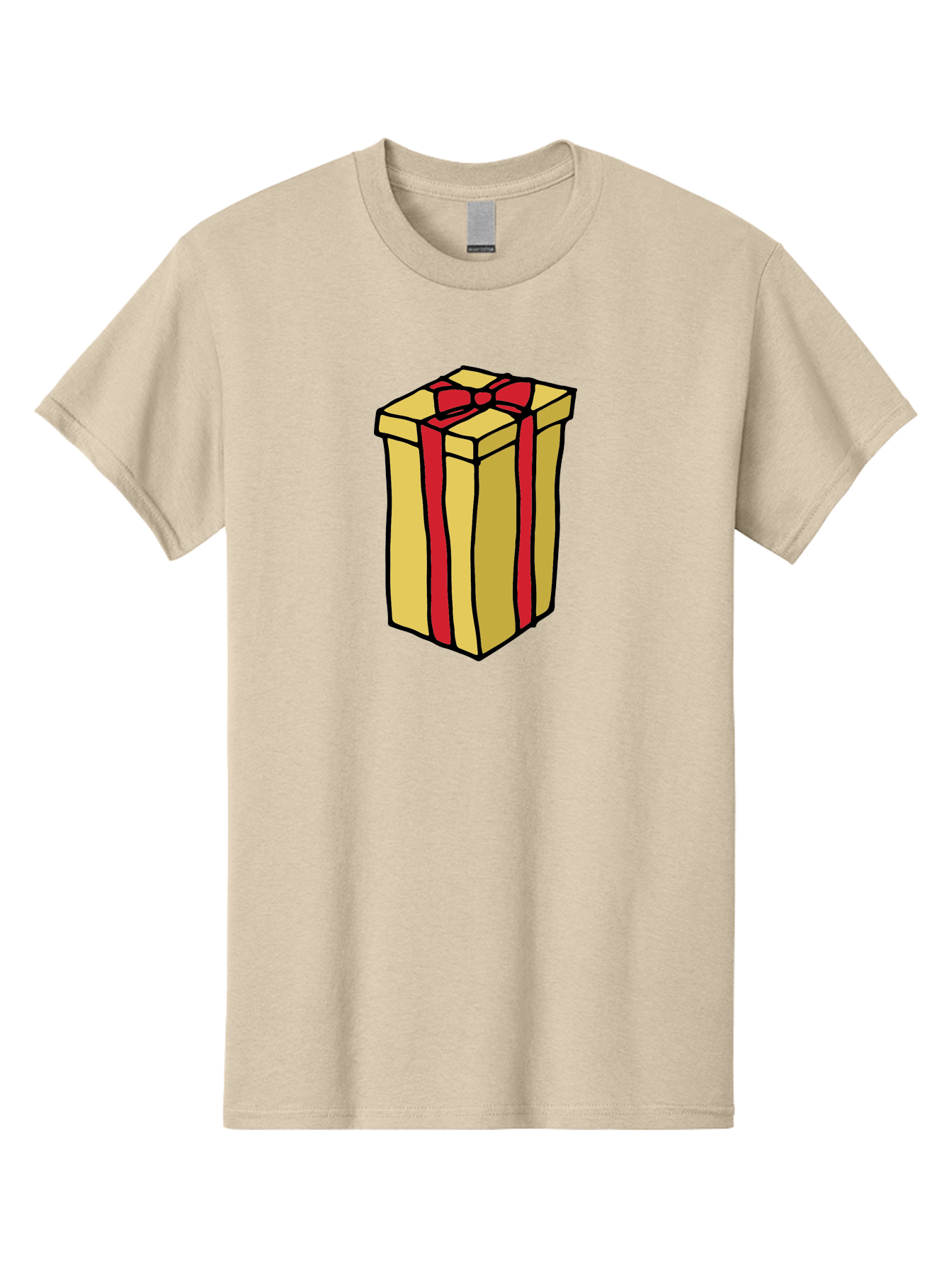 Wrapped-Gift-Box Men'S Graphic Tee, 100% Cotton, Comfortable Casual Summer Wear, Machine Washable, Gift Box, Wrapped Present, Red Ribbon, Gold Wrapping, Present, Gift, Holiday Gift, Birthday Present, Celebration Gift Aab175
